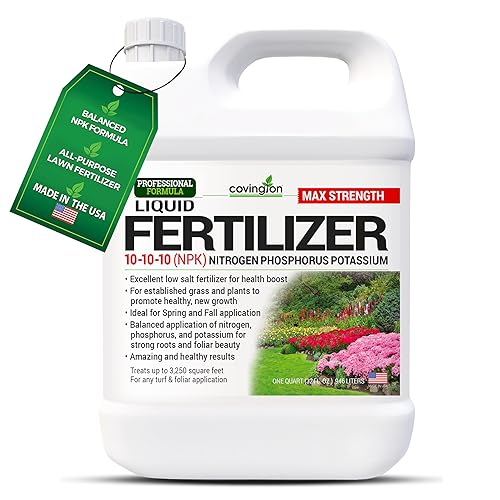 Covington 10-10-10 NPK Fertilizante líquido (32 onzas) - Líquido multiusos 10 10 10 NPK - Alimento para césped con nitrógeno, fósforo y potasio