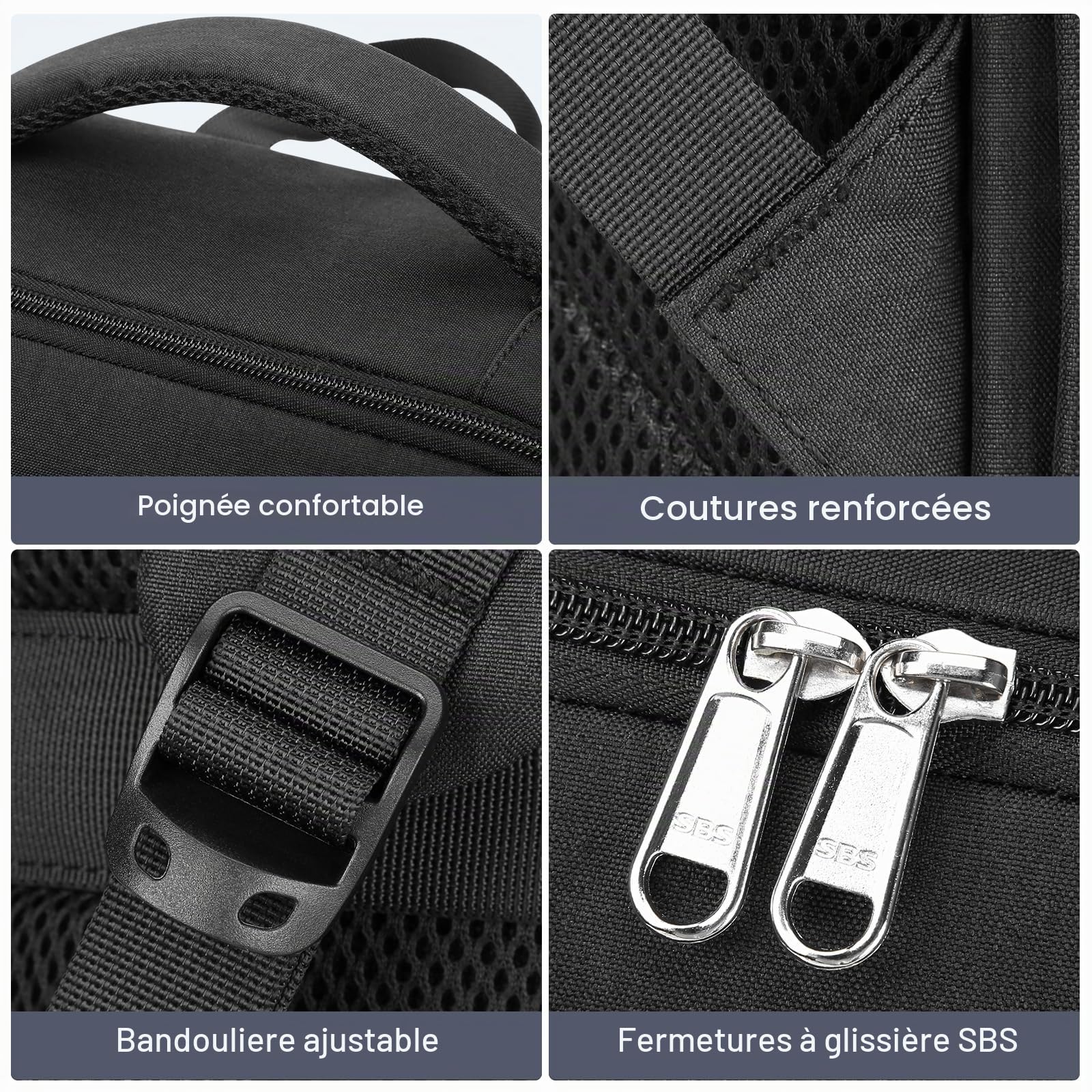 HOMIEE Sac à Dos Ordinateur 17 Pouces, Sac à Dos PC 17,3" Grande Capacité Homme Femme, Antivol Travail Voyage Loisirs Affaire Scolaire, Noir (Noir)