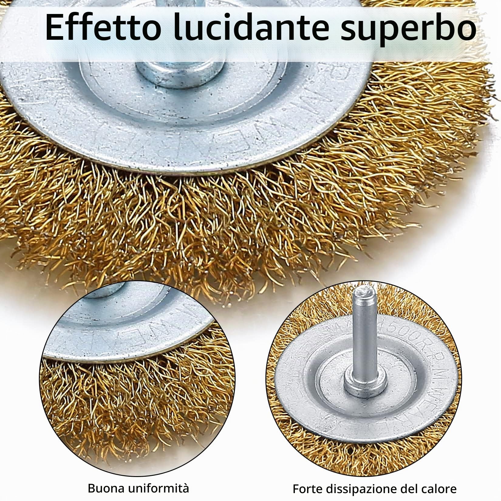 11 Pezzi Spazzole Metalliche per Trapano, Spazzola Ottone a Tazza per Ruggine Metallo Legno Trapano Smerigliatrice con 1/4 Pollice Gambo Filo Acciaio per Rimozione Ruggine/Corrosione/Vernice
