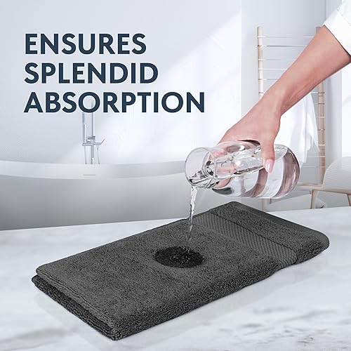 Miniatura 34 de Juego de toallas de mano White Classic de lujo, set de toallas para el baño, hotel, spa, cocina, de algodón egipcio circular, 40cm x 76cm, set de 6