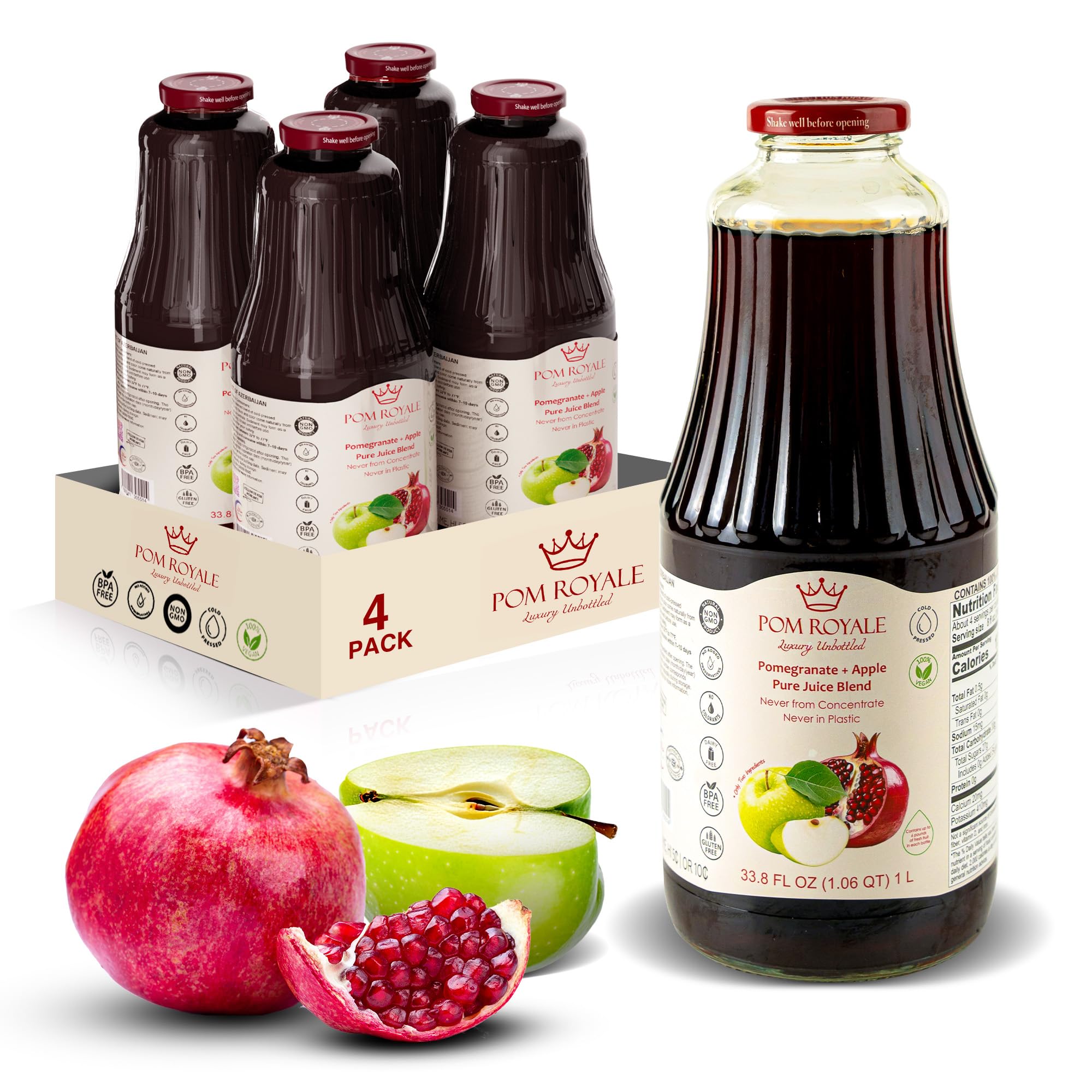 Pure Apple Juice, 8.4oz Glass Bottle (Pack of 12), Cold Pressed Juice, Not from Concentrate, Non-GMO, No Sugar Added, Gluten Free, Kosher Certified, Preservative Free — view 18