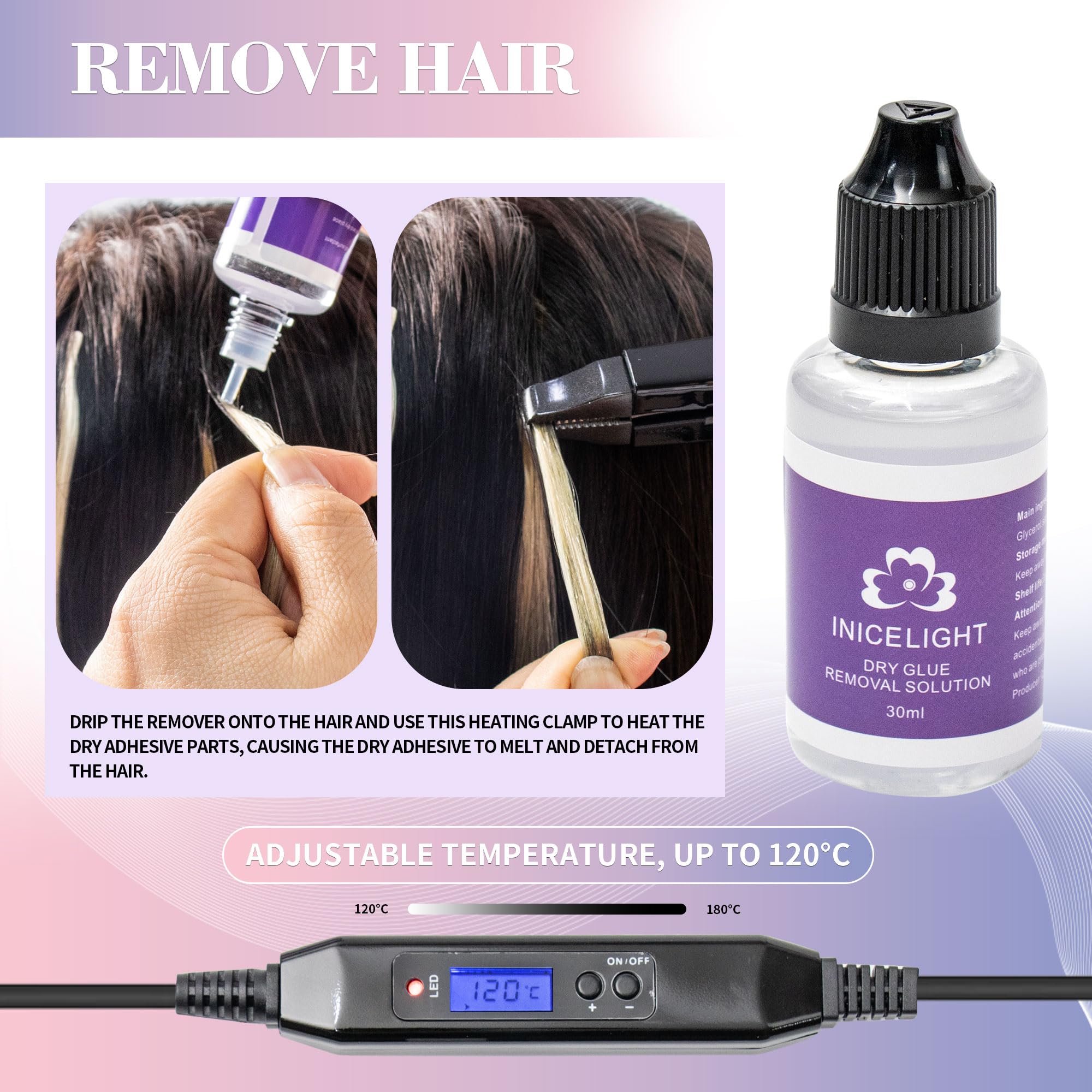V-Light Hair Extension Tool Set — Purple V-light Hair Extensions Experience kit （free shiping） main image 3