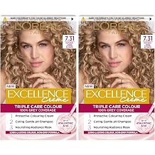 L'Or al Paris Excellence Cr me Permanent Hair Dye, Radiant At-Home Hair Colour with up to 100% Grey Coverage, Pro-Keratin, Up to 8 Weeks of Colour, Colour 7.31 Natural Dark Caramel Blonde Pack of 2