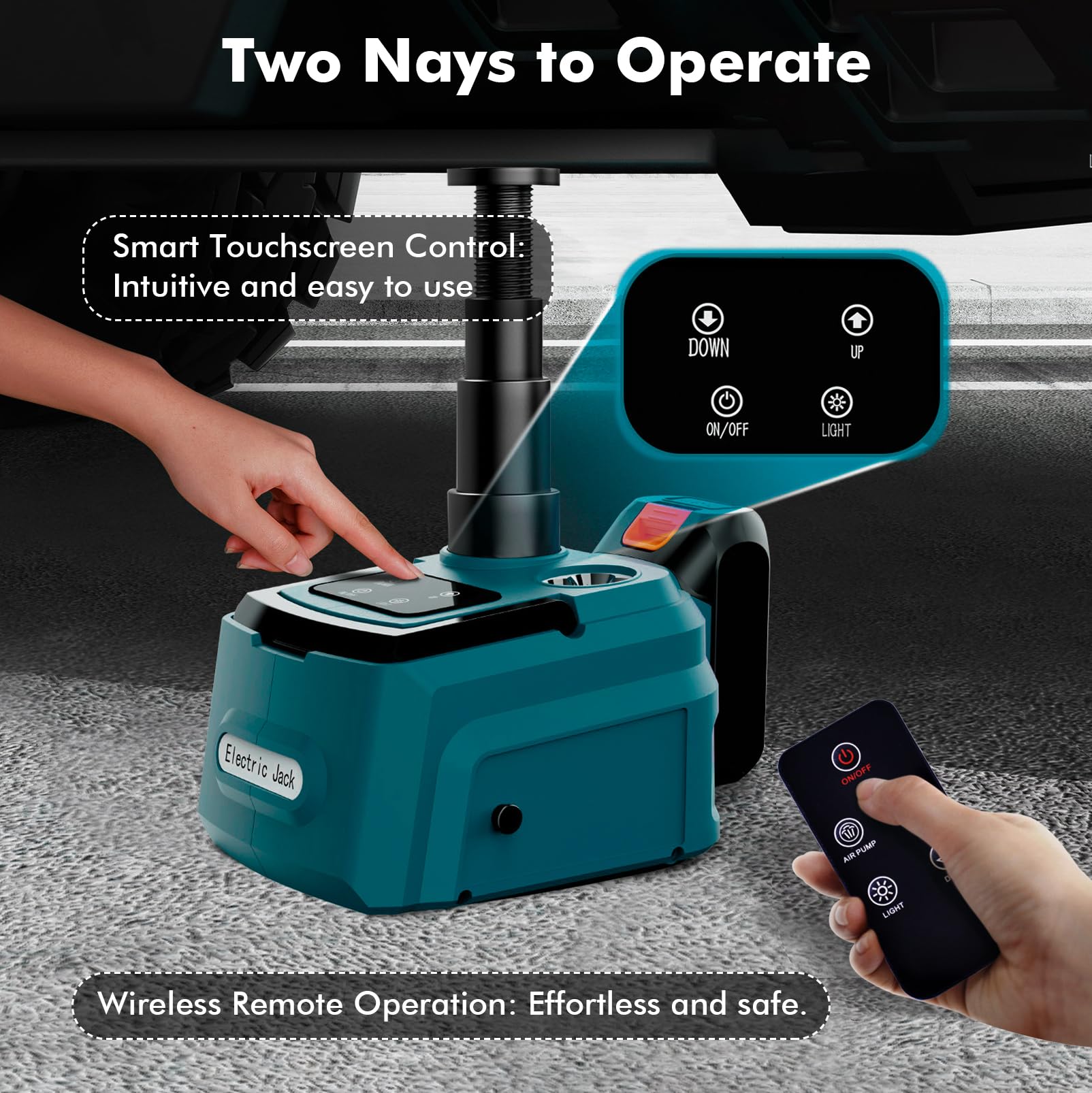 Cric idraulico 5T compatibile con Makita 18 V, 220 W, cric elettrico con pompa gonfiabile e luce LED, 15,5 – 45 cm, sollevatore per auto, SUV, berlina, MPV, cambio pneumatici (on batteria)