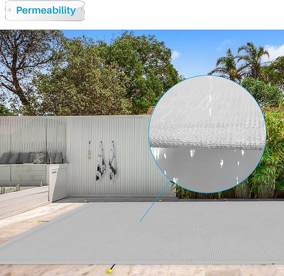 Patio 16'x36'Ft Pool Covers for Inground Pools Safety Cover Rectangle, Heavy Duty Winter Swimming Pool Cover Included Wire Rope Hem All Edges, Leaf Mesh Net Covers, UV-Resistance, Gray
