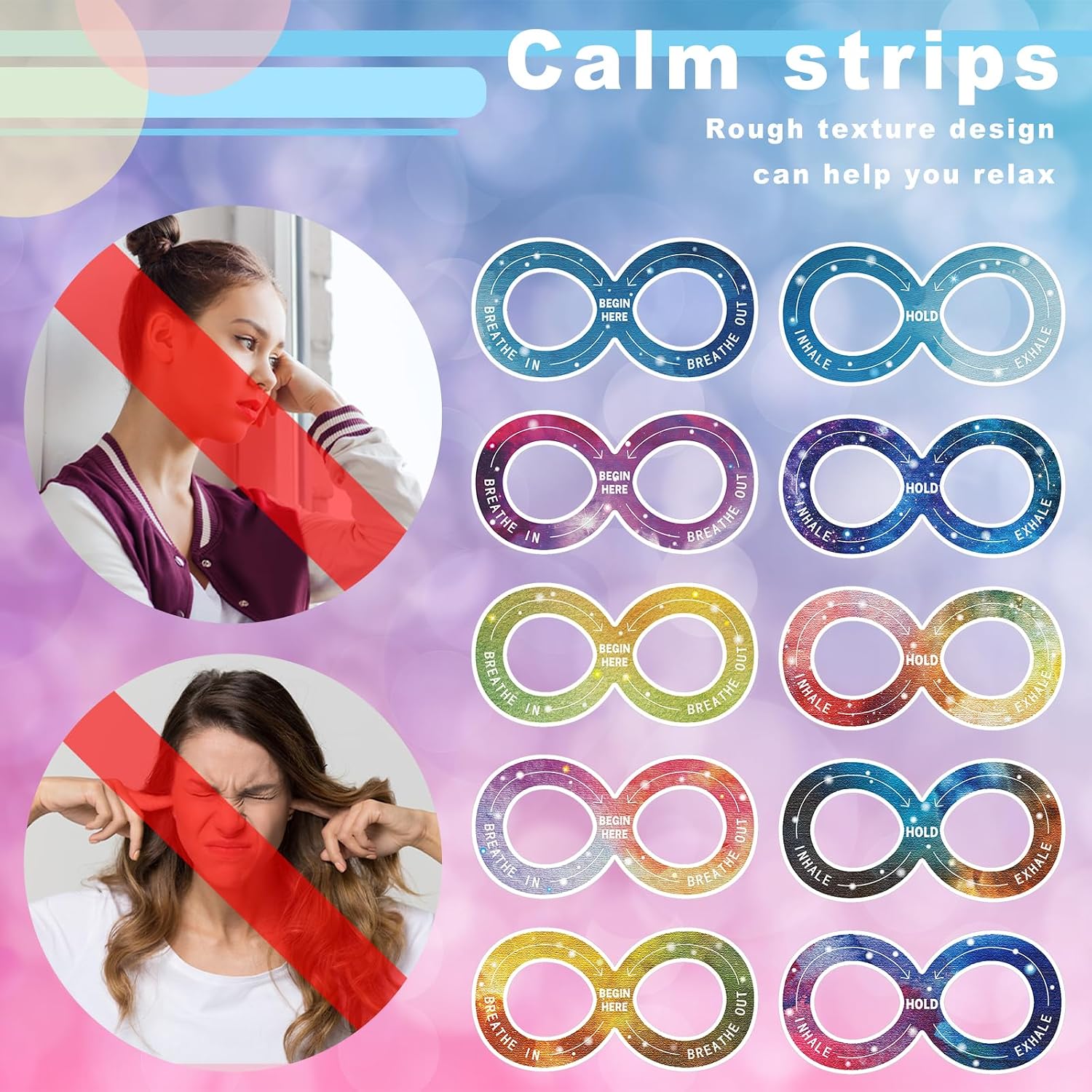 Crtiin 80 Pcs Ink and Starry Sky Anxiety Sensory Stickers with Inspirational Quotes 40 Style Mindfulness Fidget Textured Strip Office Adhesive Sensory Tape Anti Stress for Adults School(Novelty)