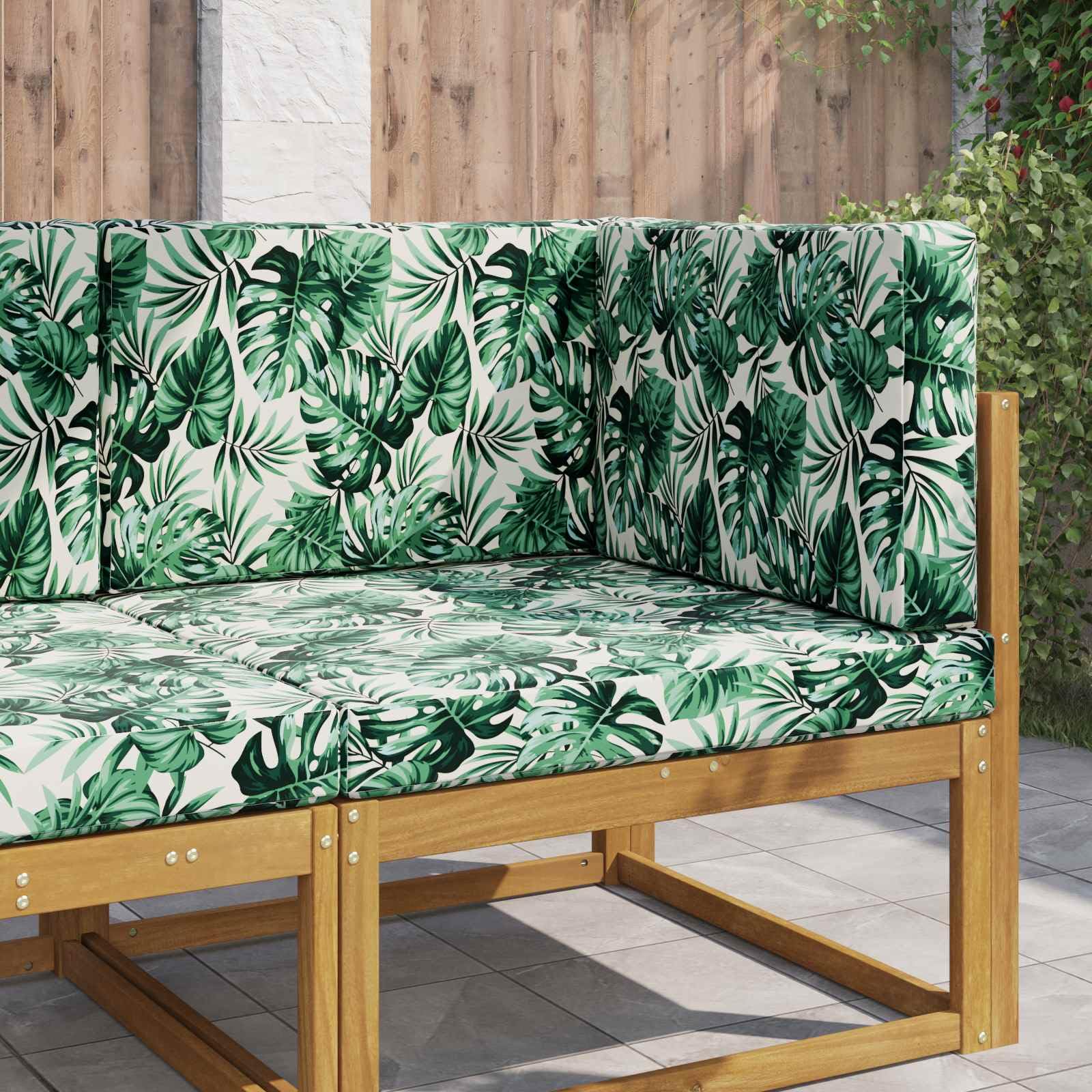 Coussin de canapé d'extérieur lot de 3 motif feuilles 80x80cm assise dossier jardin