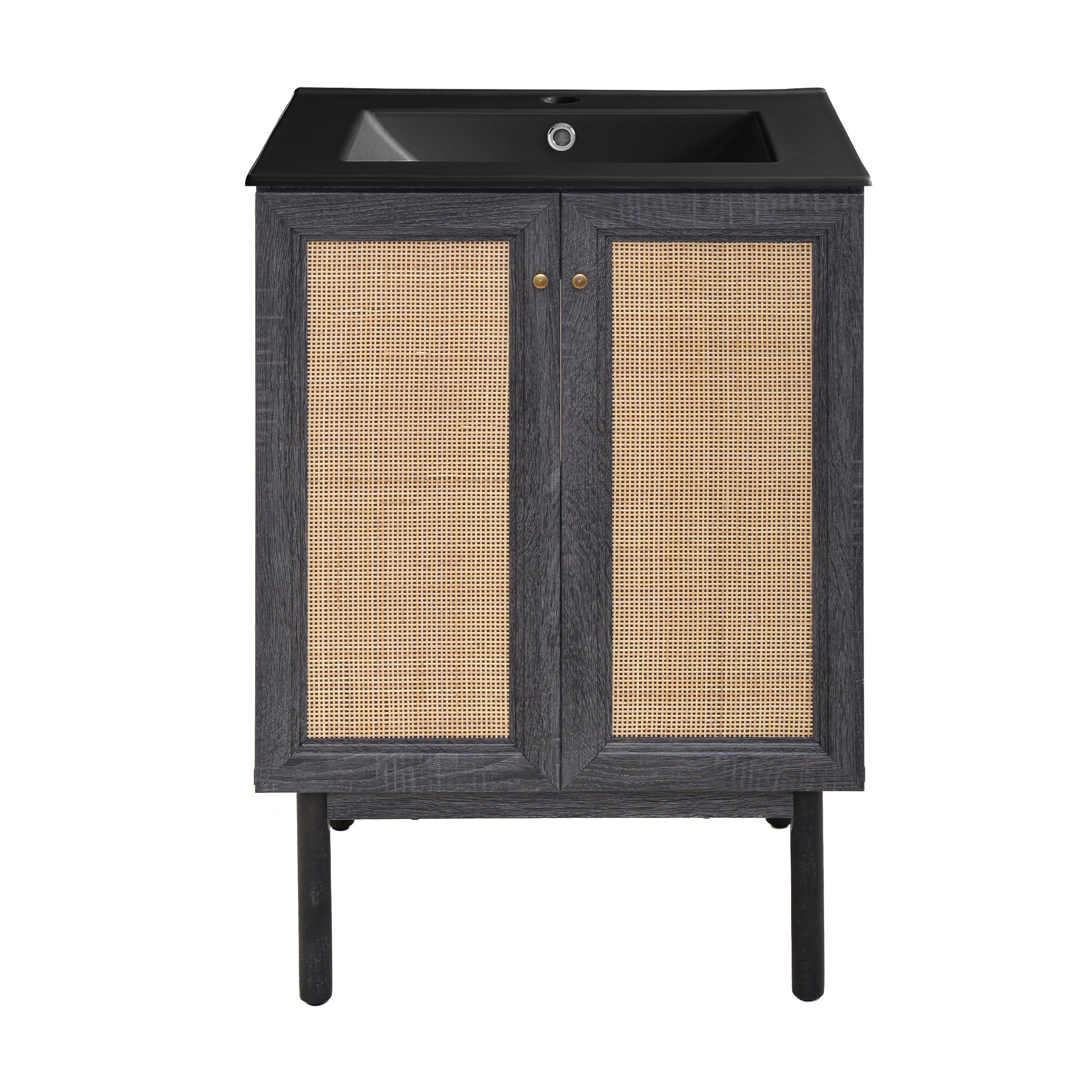 Swiss Madison Classe 24 in. Black Oak Bathroom Vanity with Black Ceramic Sink Top