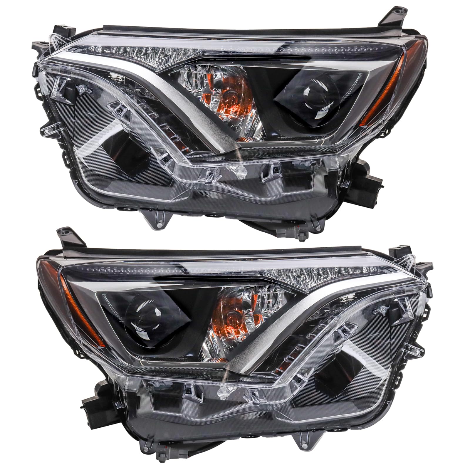 TRQ Headlight Assembly Set Headlights Driver & Passenger Side Compatible with 2016-2018 Toyota RAV4 TO2502247 TO2503247