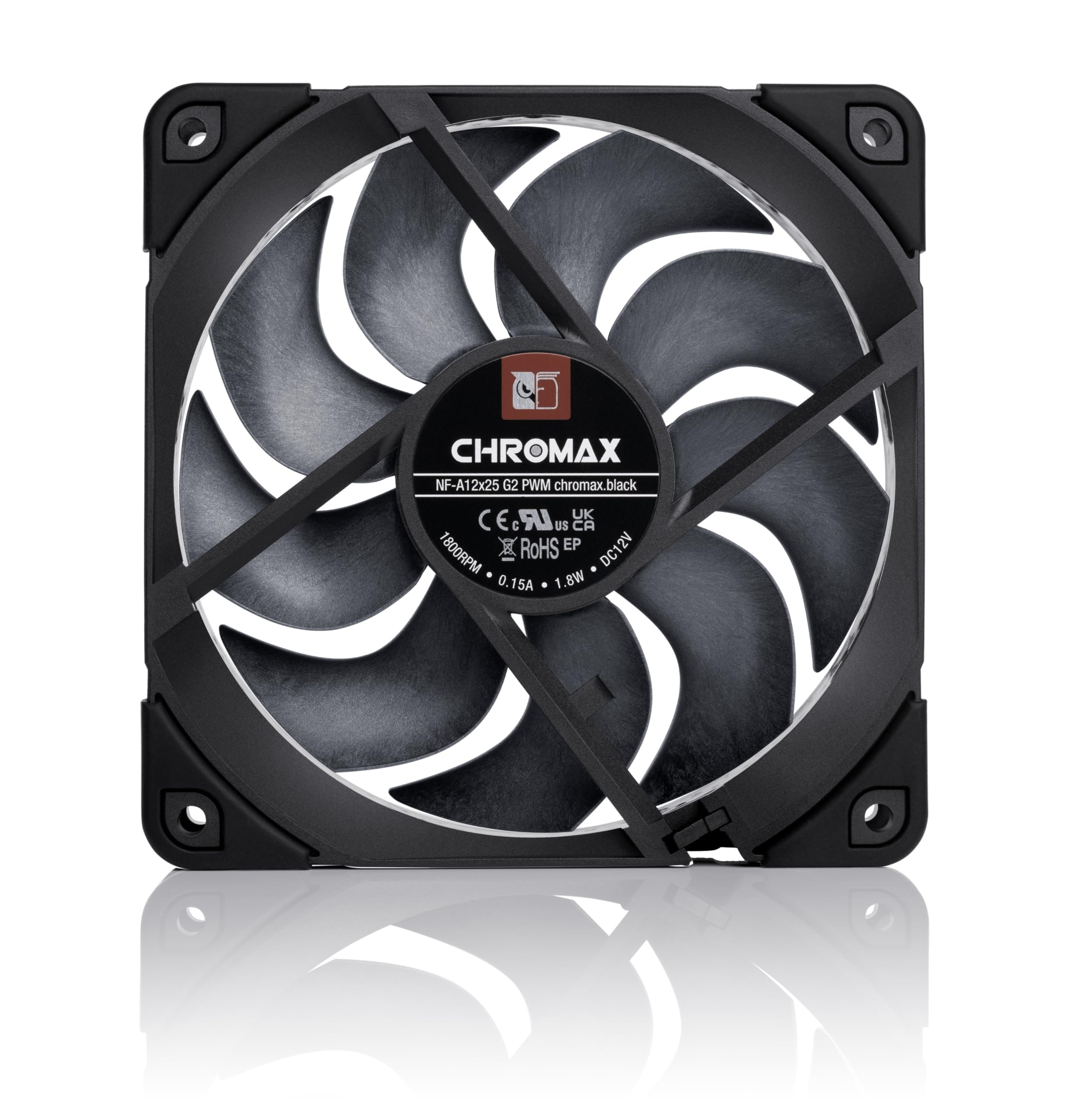 Noctua NF-A12x25 G2 PWM chromax.black, Ventilador para PC de 120mm, Silencioso, 4 Pines (Negro)