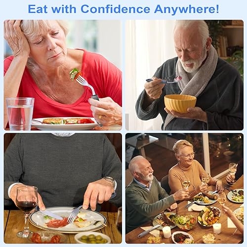 Miniatura 4 de Utensilios adaptativos, utensilios con peso para temblores de manos, utensilios para pacientes con Parkinson, ancianos, artritis, agarre débil,