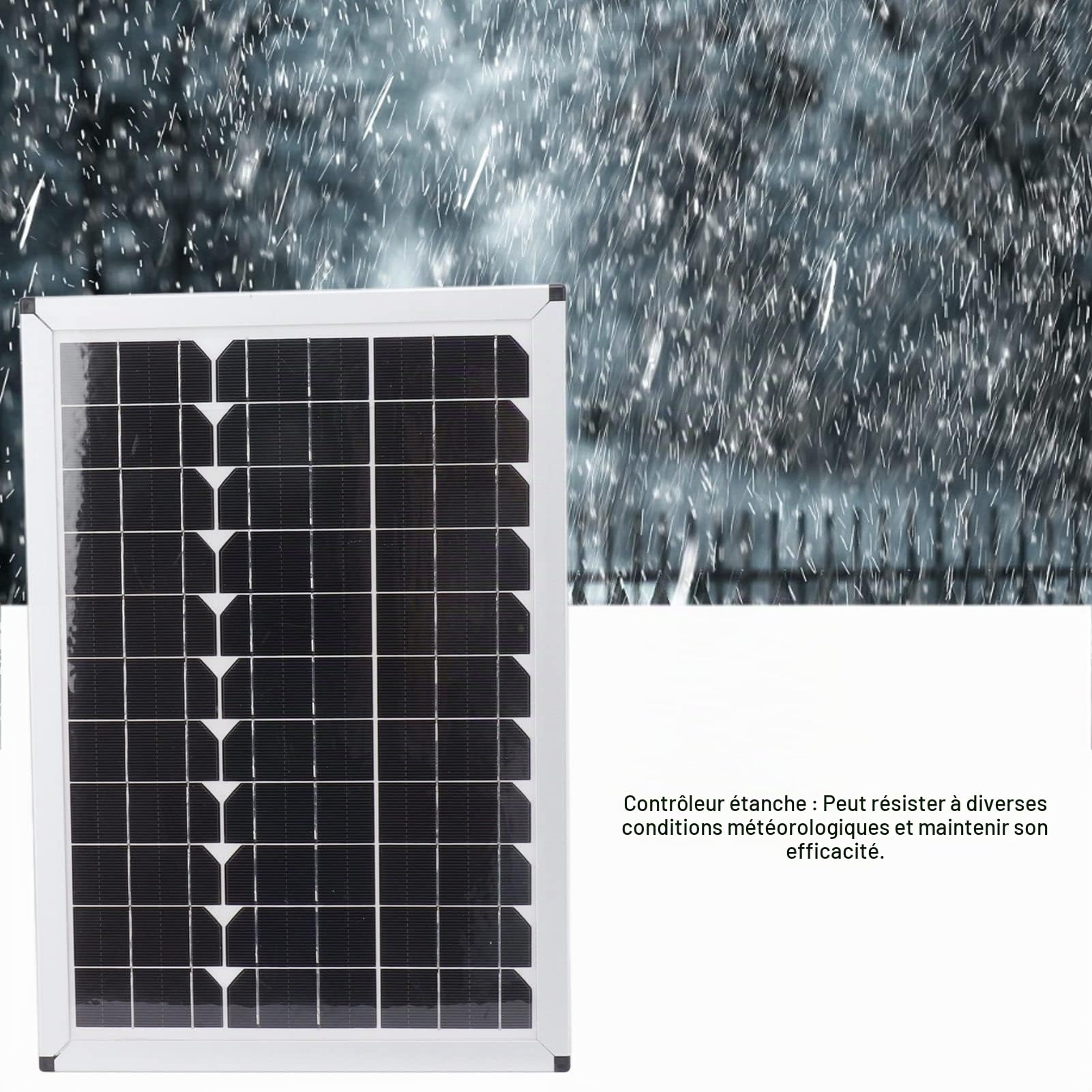 Kit de Panneau Solaire 100W E avec Contrôleur 20A 12V 24V pour le Camping en Voiture