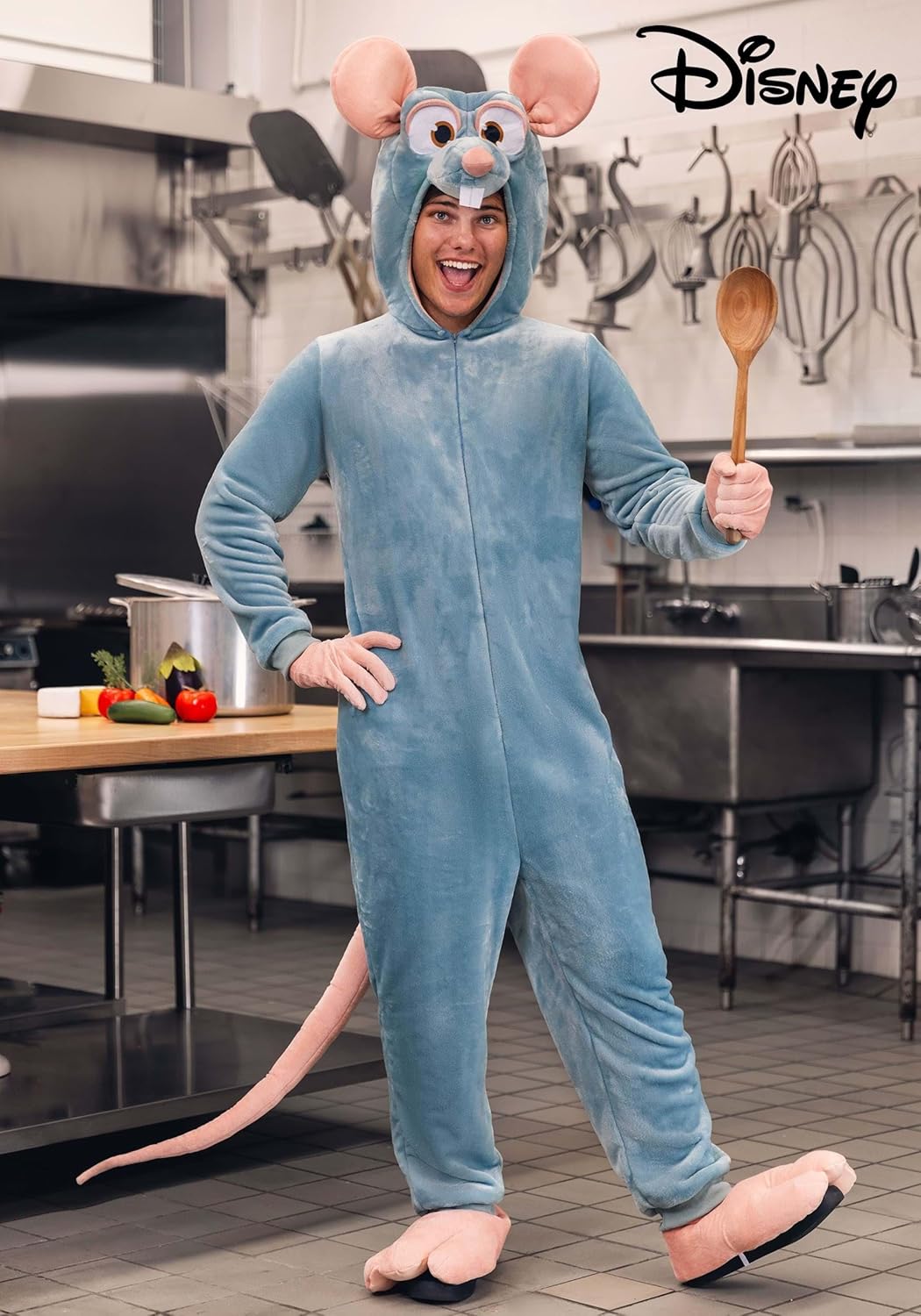 Adult Disney Pixar Remy Ratatouille Halloween Costume | Hooded Jumpsuit with Gloves and Shoe Covers for Men and Women - Image 2