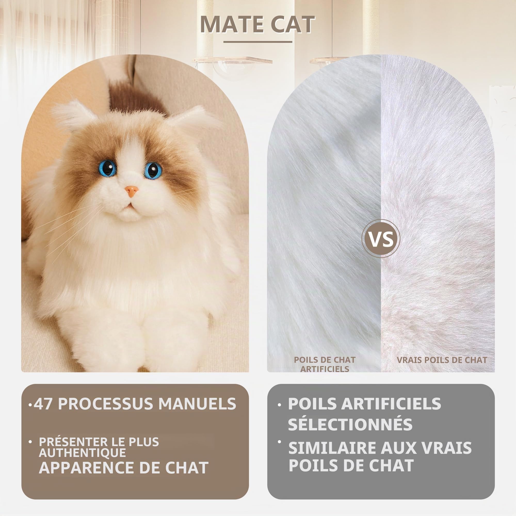 Chongker Jouet en peluche interactif chat robot pour enfants, mouvement bionique, ronronnement, battement de cœur