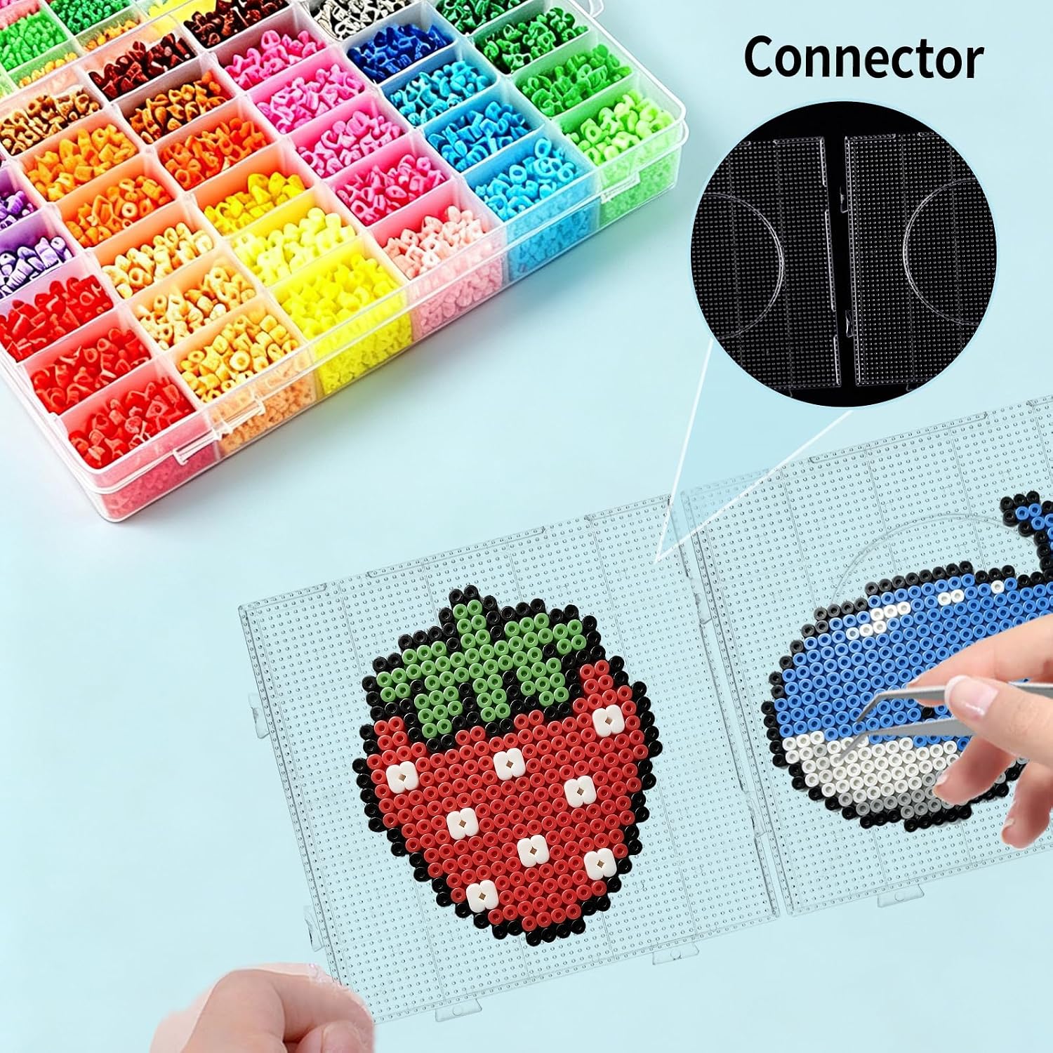 Phinus 12 PCS 5mm Fuse Beads Pegboards Kits, Plastic Bead Boards with 12 PCS Ironing Paper, Large Square Clear Beads Pegboards for Kids Craft Bead, DIY Craft Bead image 4