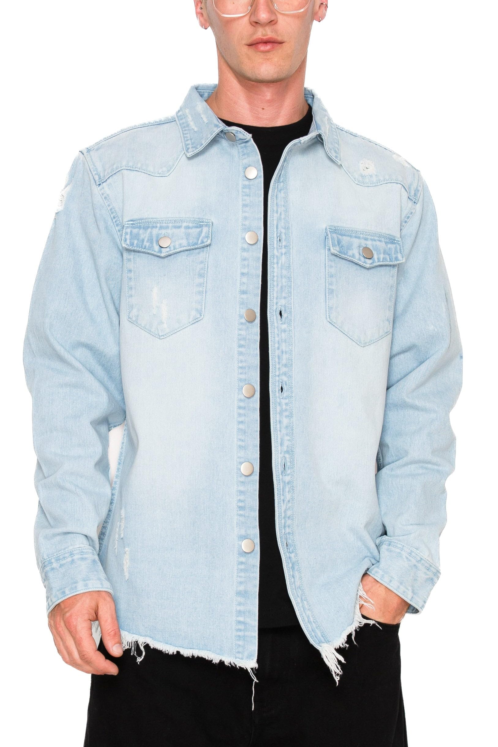 VICTORIOUS Men's Distressed Denim Jacket