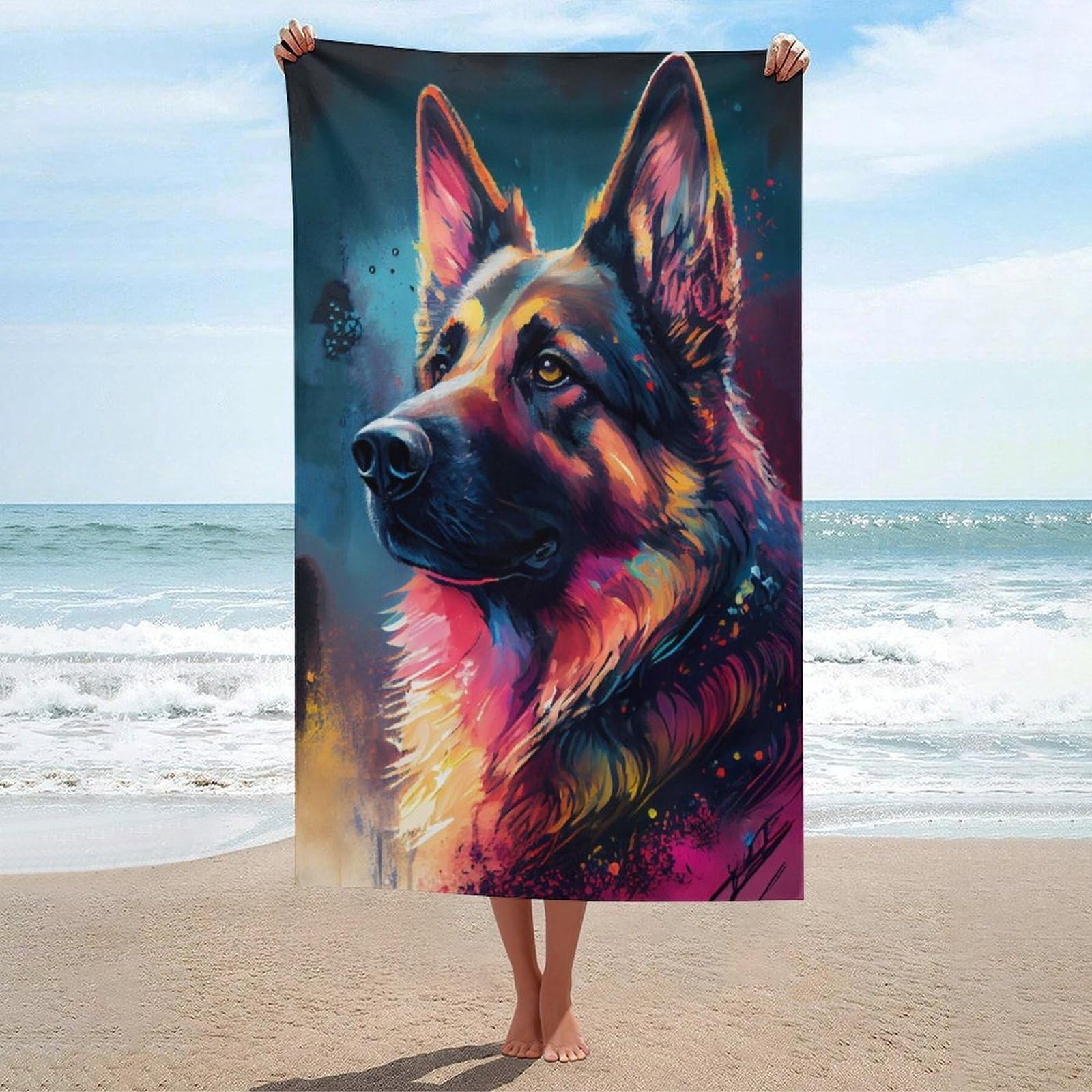 Serviette de plage microfibre de qualité hôtelière au motif artistique