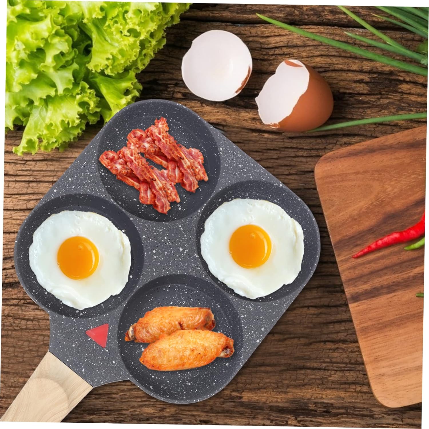 GLEAVI Nonstick 4-Hole Egg Frying Pan Mini Omelette Cooker for Breakfast for Home Kitchen Restaurant Compatible Gas and Induction Stoves