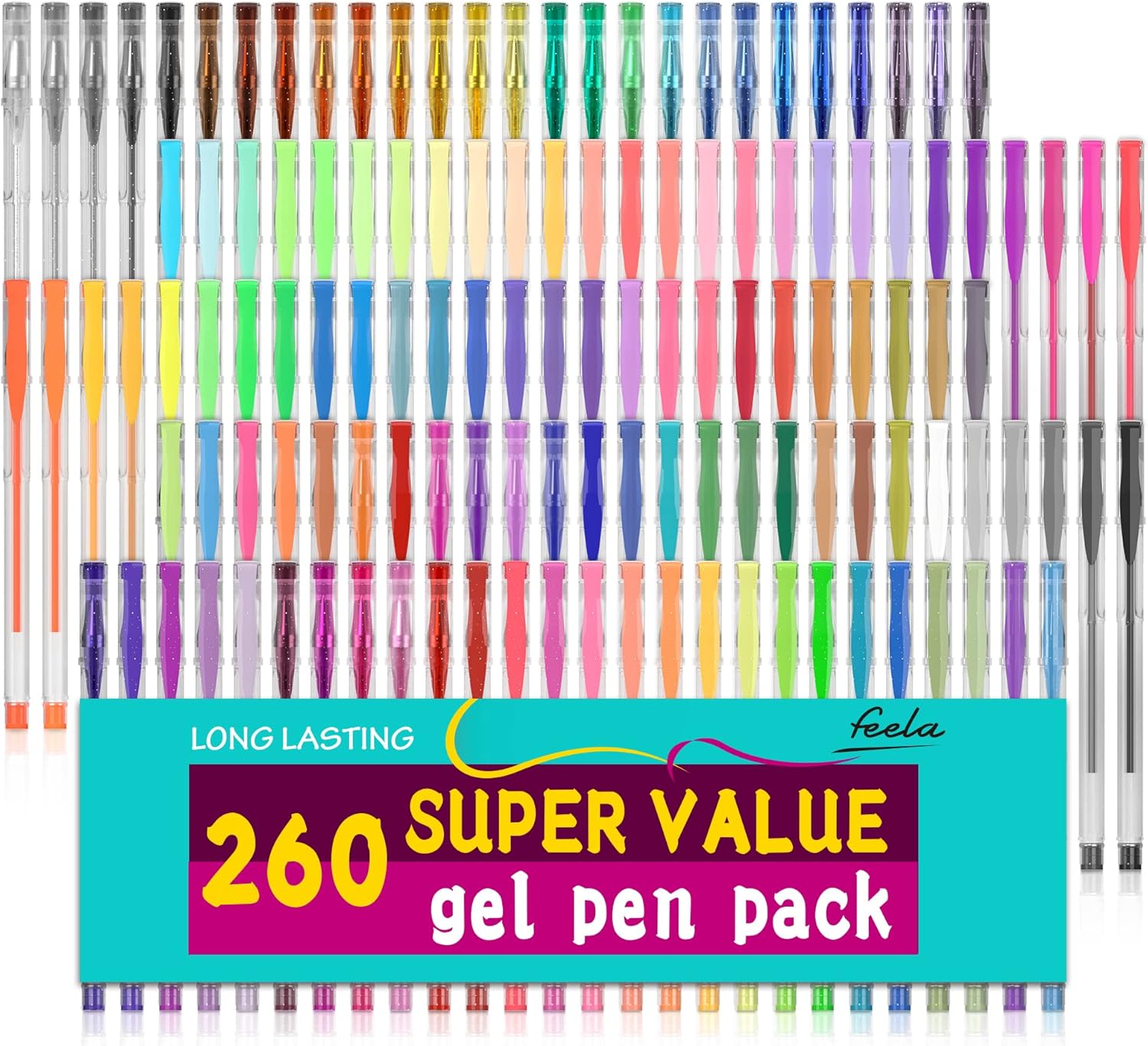Buy Gel Pens Set, 260 Pack Feela 130 Colored Gel Pens Plus 130 Refills