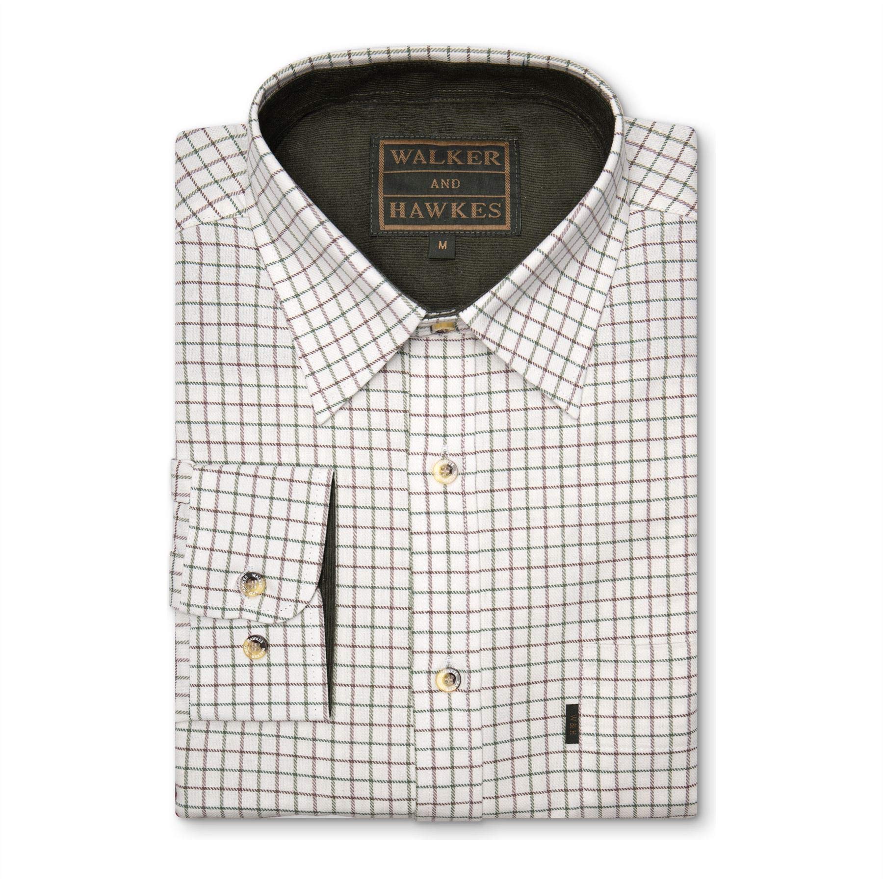 Walker and Hawkes Camicia da uomo, 100% cotone, a maniche lunghe, a quadretti, stile country