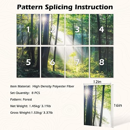 Miniatura 2 de DOLLAR BOSS Paneles acústicos artísticos de pared, paquete de 8 paneles a prueba de sonido de 48 x 32 pulgadas para pared, paneles decorativos de