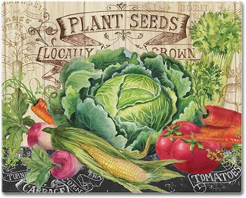 CounterArt Our Farm Tabla de cortar de vidrio templado tolerante al calor de 0.118 in de 15 x 12 pulgadas, fabricada en los Estados Unidos apta para