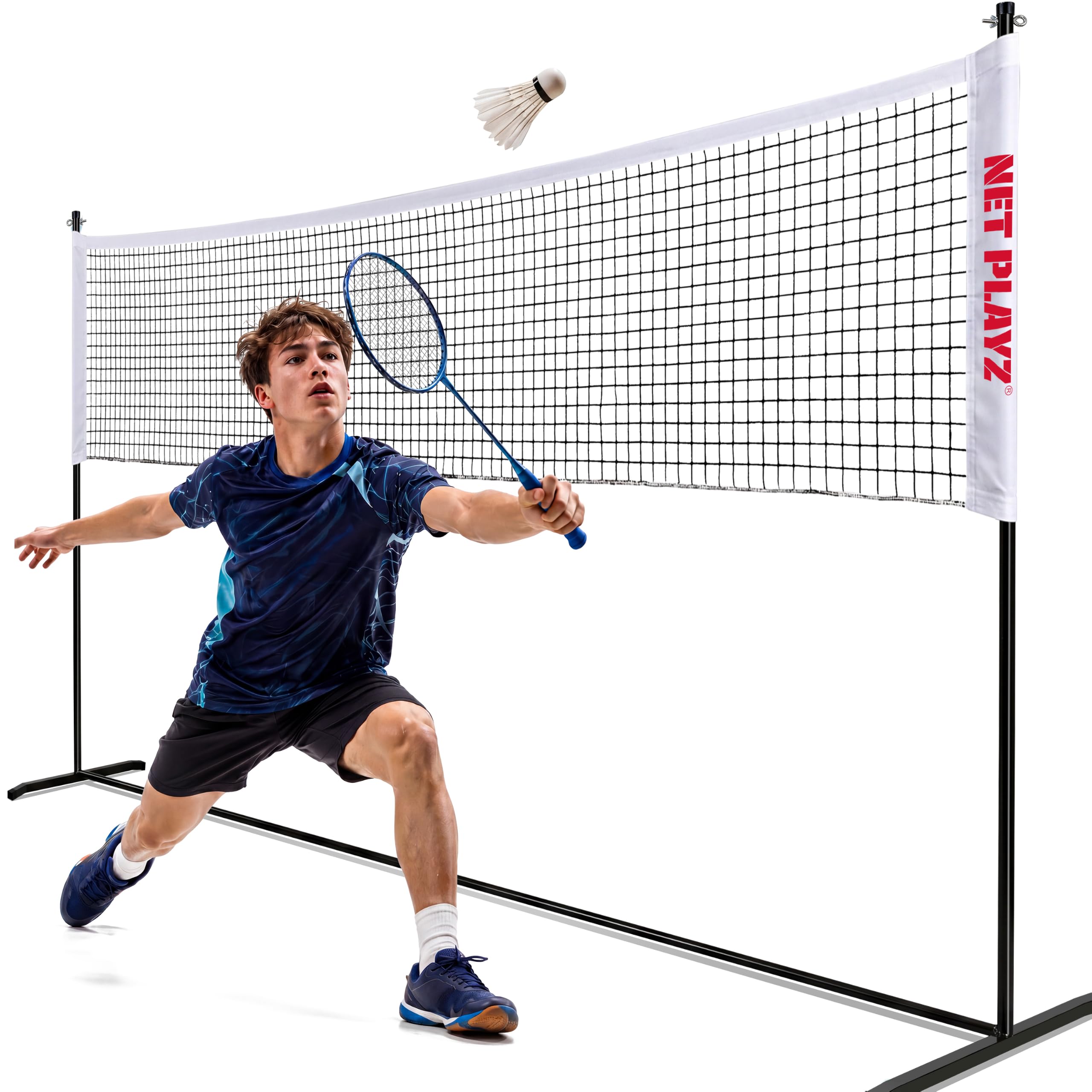 Rete da badminton regolabile da 3,7 m per giocare all'aperto in giardino, con borsa per il trasporto