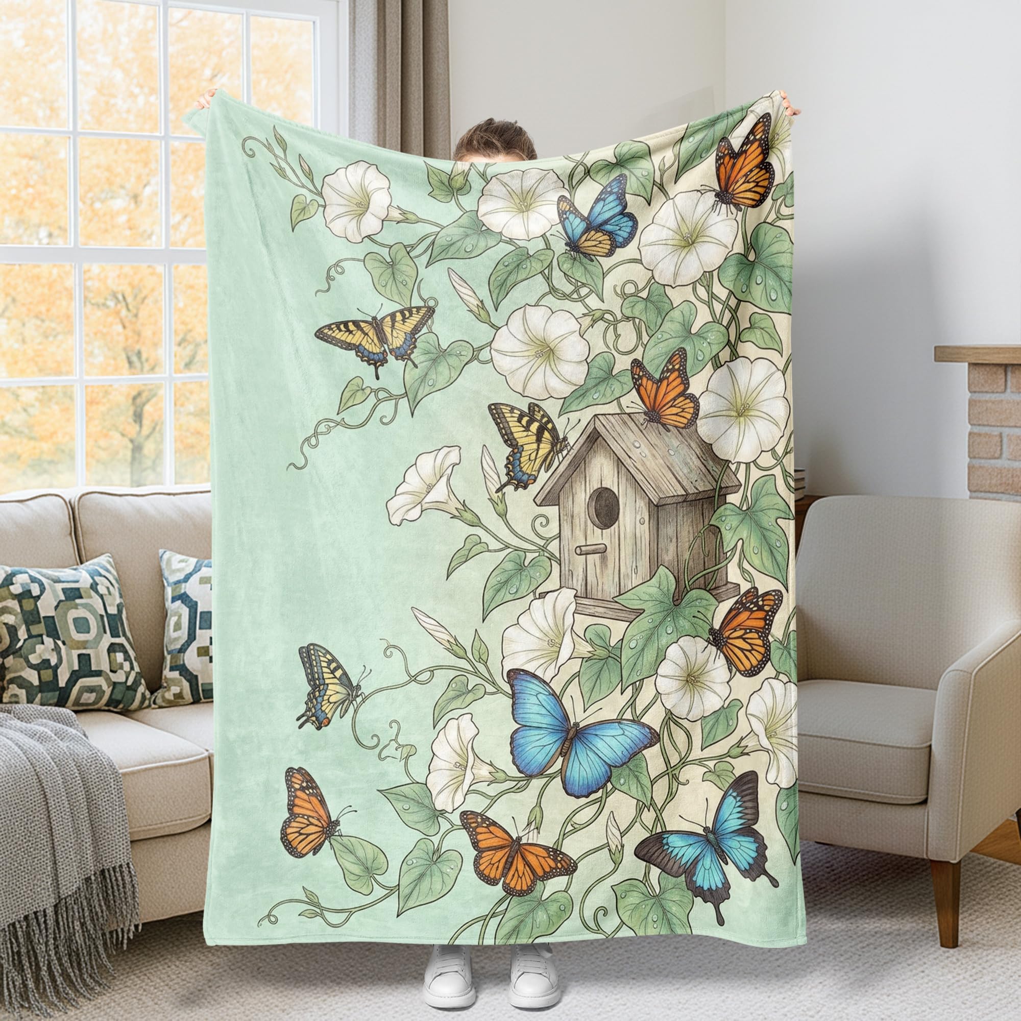 Couverture fantaisie nichoir à oiseaux, le cadeau idéal pour le lit