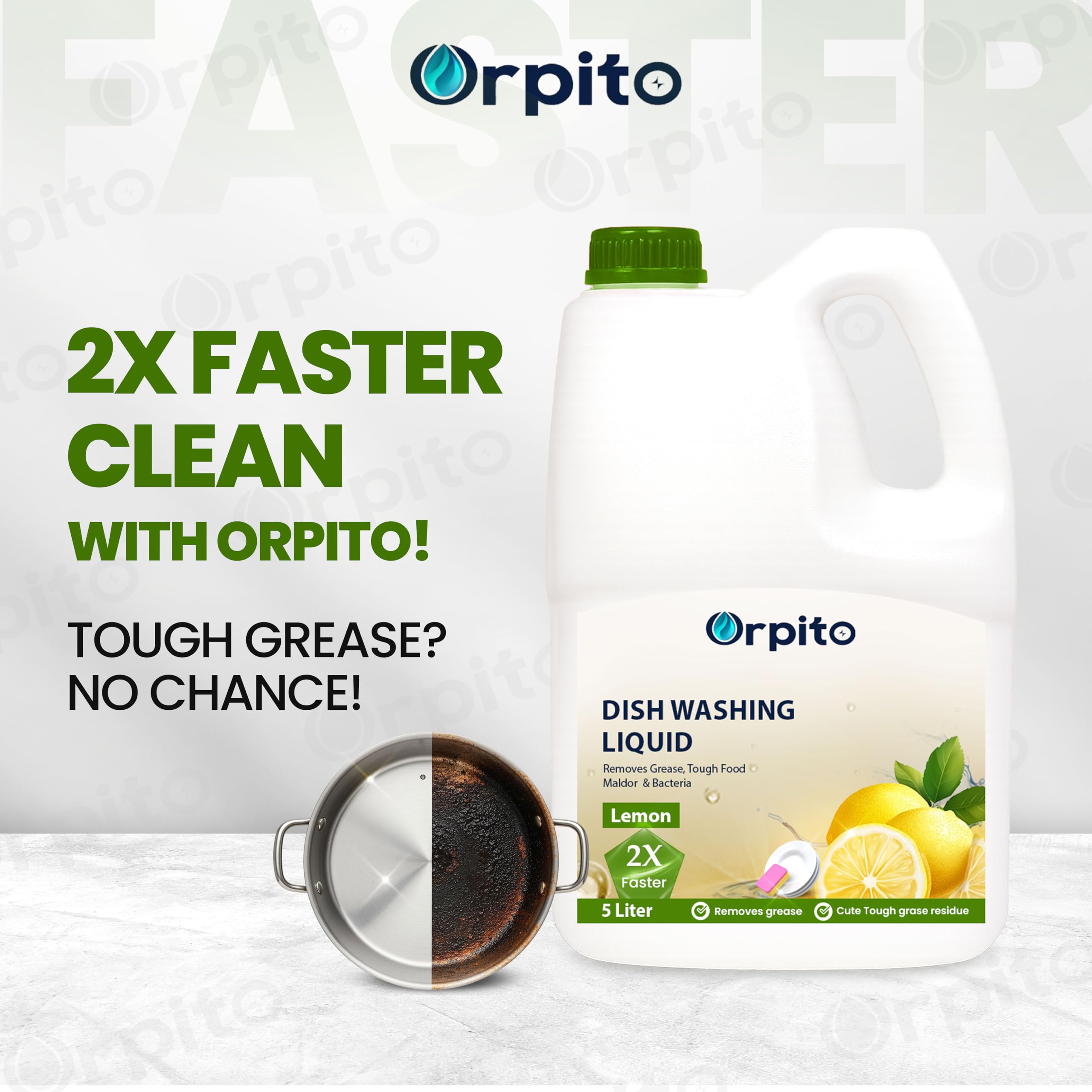 ORPITO Dishwash Gel Yellow Lemon & active salt, Refreshing, Antibacterial, Leaves no residue,Fast Cleaner for all types of Utensils, Dishwasher Liquid, Refill Can (5L) (1, YELLOW) 2