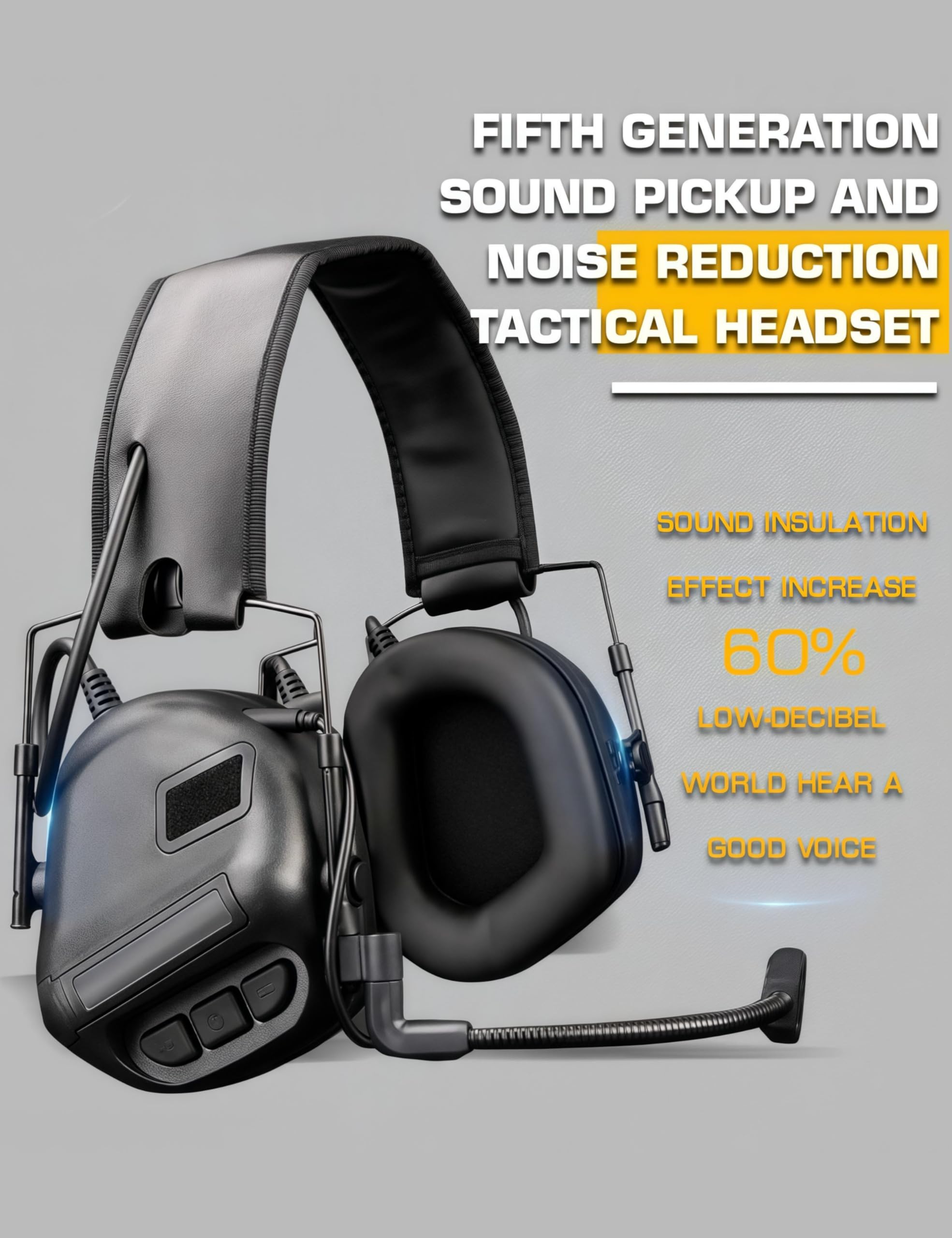 ACEXIER Cuffie militari tattiche senza pickup audio, versione con riduzione del rumore, auricolari da indossare sulla testa per caccia, softair e tiro