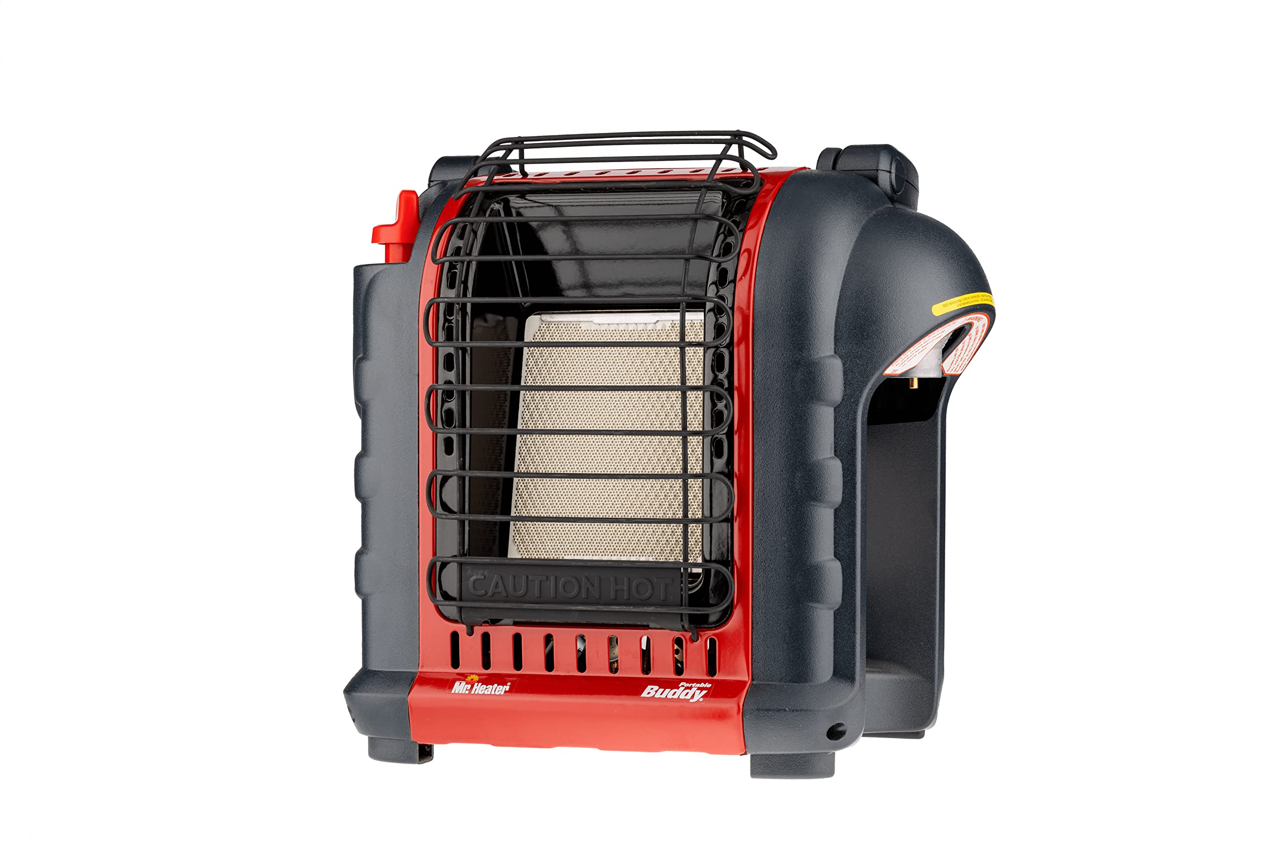 Mr. Heater Portable Buddy inkl. ölfreiem Schlauch & Gaskartusche, Heizgerät für Gaskartuschen & Gasflaschen, zwei Leistungsstufen (1,2kW / 2,4kW), mobile Heizung für Camping mit Piezo-Zünder