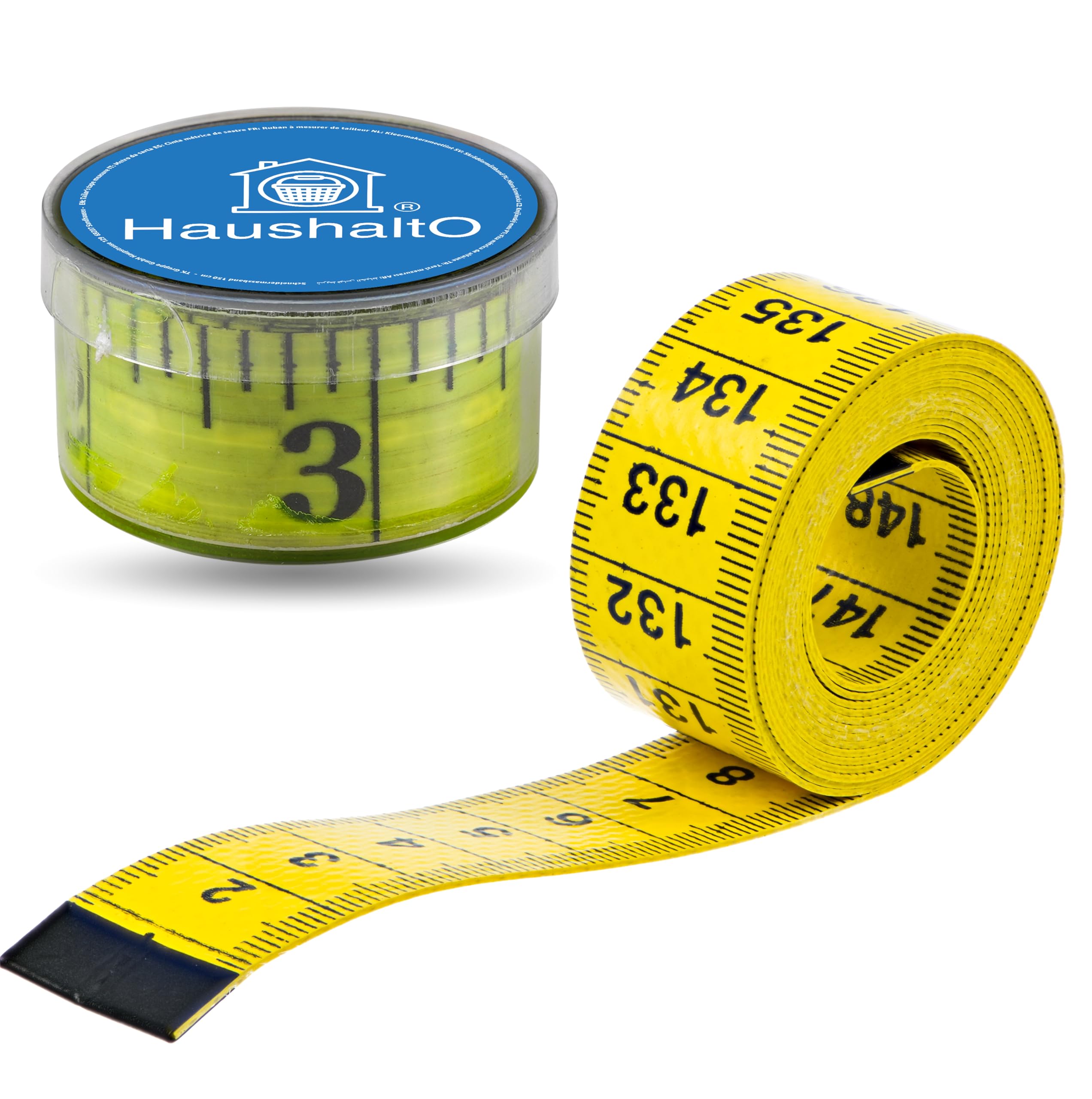 Cinta métrica 2en1 de 150 cm, medida precisa, para sastre, cm y pulgadas, con caja de almacenamiento