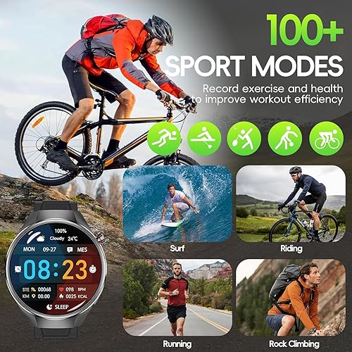 Miniatura 6 de Reloj inteligente táctico de grado militar para hombre, 1.75 pulgadas, grande, transparente, HD, AMOLED, pantalla táctil, reloj inteligente para