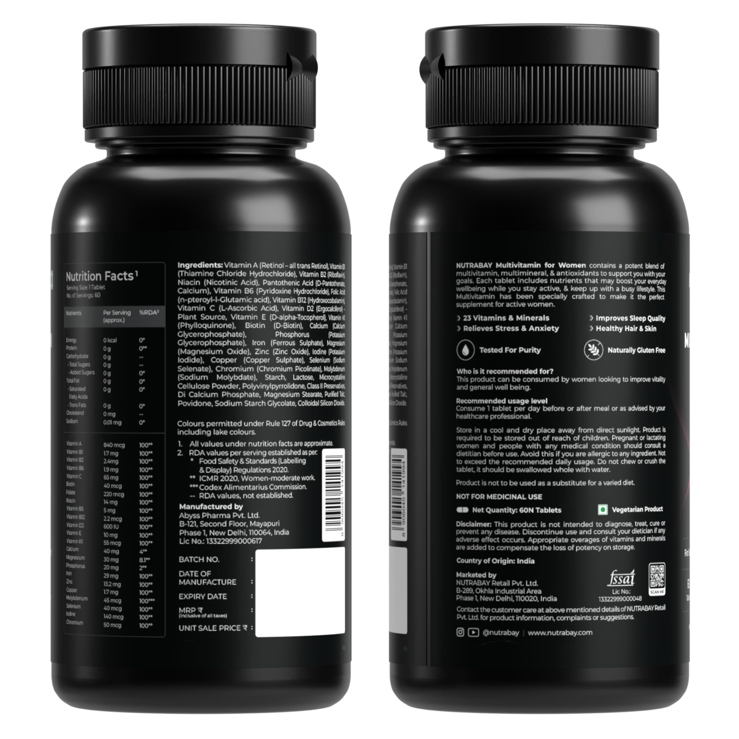 Nutrabay Active Multivitamin for Women – Effective Doses of Iron, Vitamin A, B5, B6, C, D, E & K and Minerals – Immunity, Hair, Skin & Bone Support – 60 Tablets | RDA Dosage — Amazon image 2