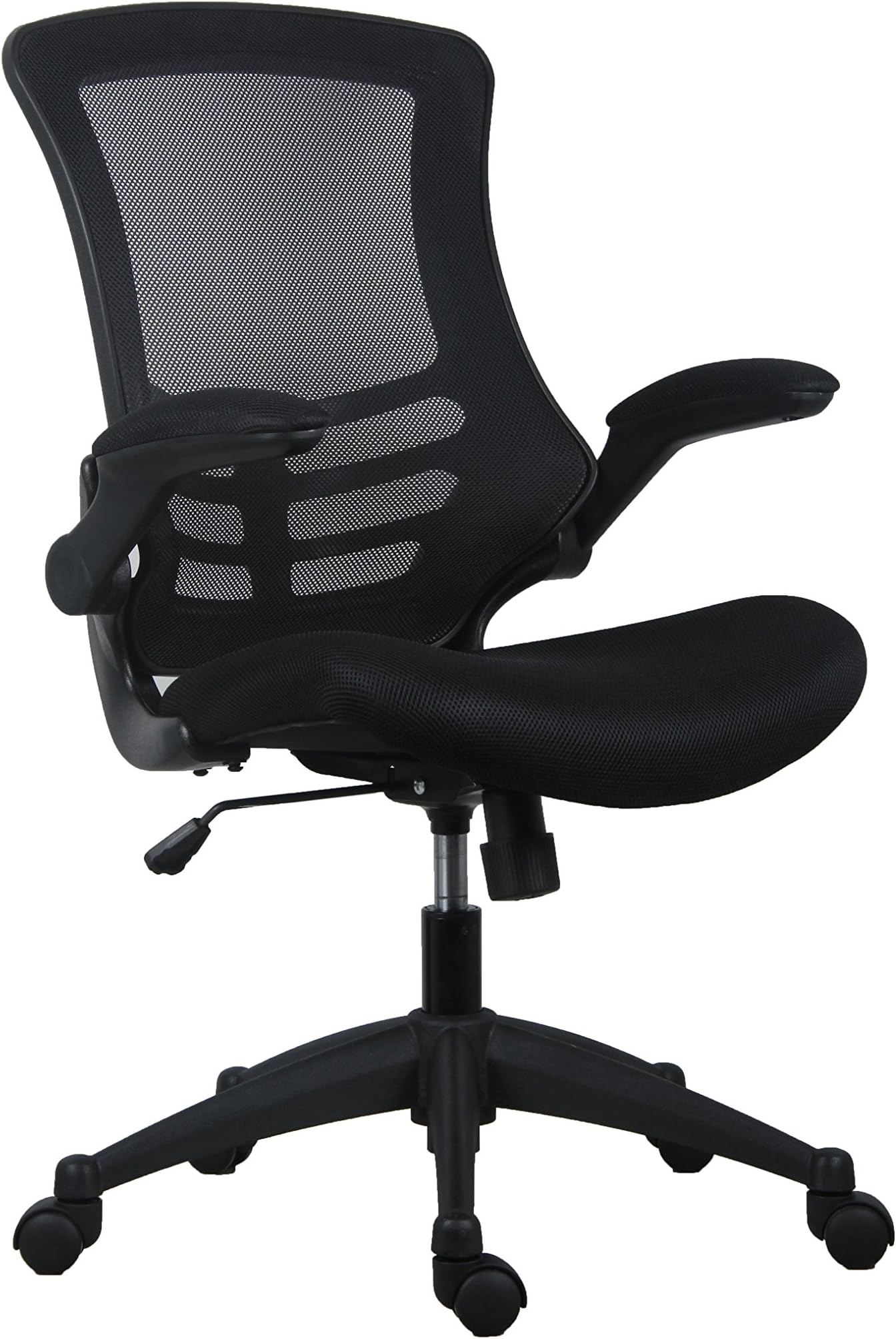 Office Hippo Mesh Operator Office Chair, Height & Tilt Adjustable Ergonomic Chair with Tension Control, Flip Up Arms, Computer Chair for Daily Use, Up to 115kg Weight, 5 Year Component Wty - Black