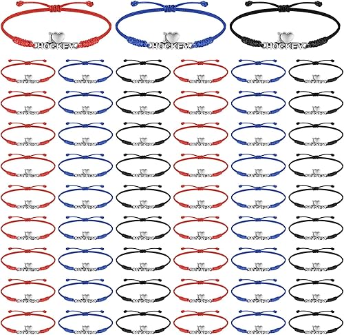 Sureio 48 Pcs Sports Gifts Bulk Sports Ball Bracelet Team Gifts Rope Braided Charm Bracelet Sport Birthday Party Favors for Girls Boys Kids