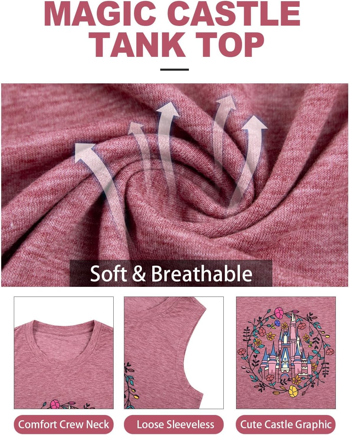 SFHFY Magical Tank Top Women: Magic Kingdom Shirts Fairy Castle Tee Casual Summer Vacation Sleeveless Tops - Image 6