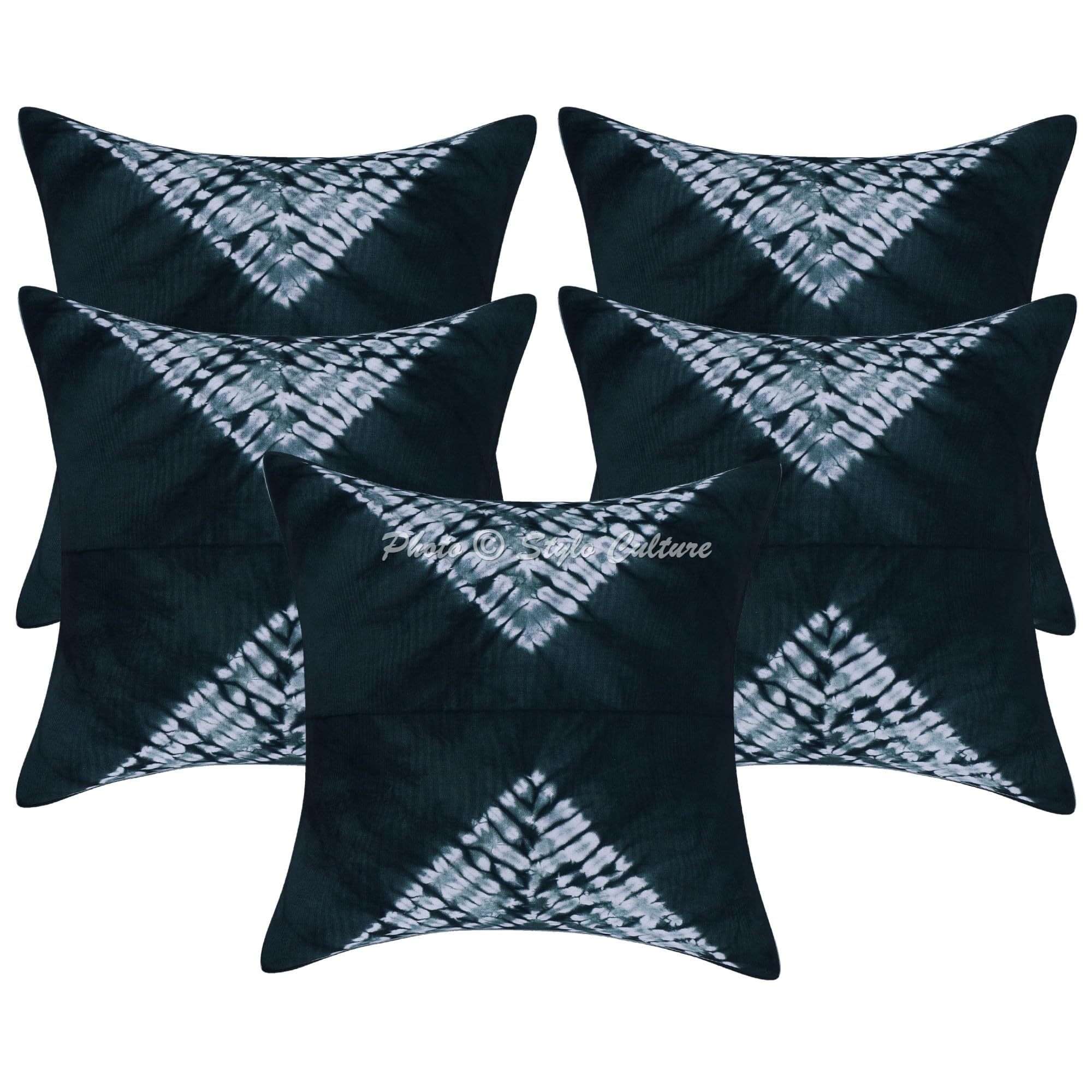 Ethnisch Dekorativ Baumwolle Couch Kissenbezüge 50x50 cm Grün Dekokissen Shibori Tie Dye Schlafzimmer Sofa Kissen Bezüge Batik Quadrat Sofakissenbezüge Kissenhullen - 5 STK.