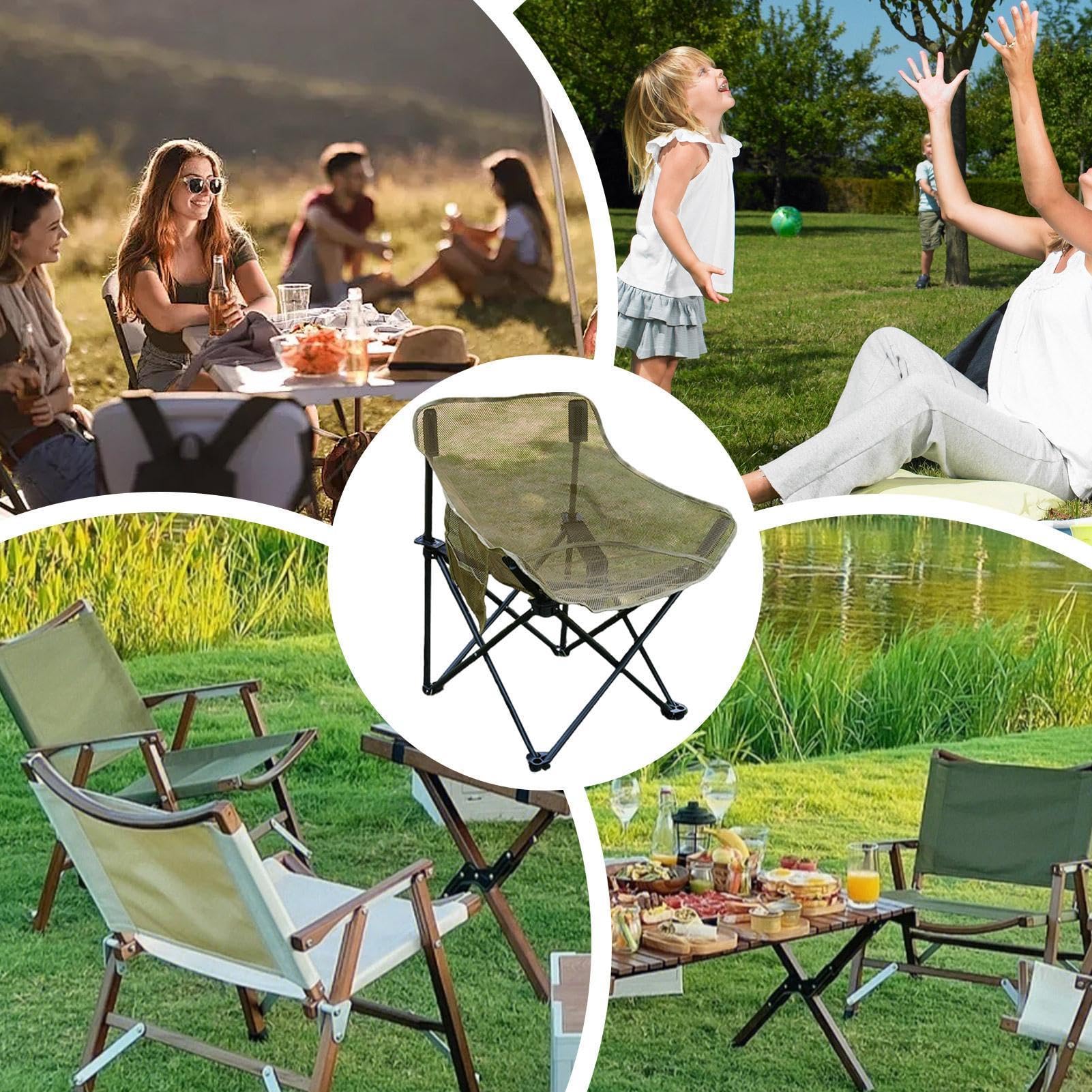 Sedia Pieghevole Da Campeggio Portatile Design Ergonomico Mesh Traspirante | Portatile Sgabello da Riposo, Attrezzatura da Esterno per Campeggio, Pesca, Trekking, Picnic, Viaggio