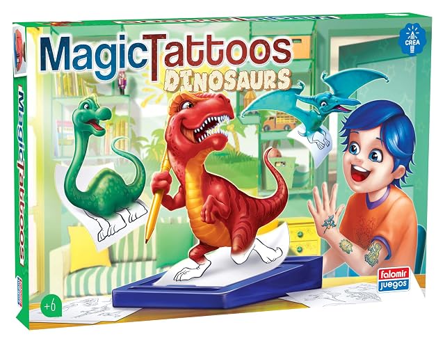 Falomir - Tatuajes Mágicos Dinosaurios - Juego de Tatuajes Temporales de Dinosaurios (Edad 6+)