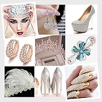 Vista 7 de 3820 diamantes de imitación para arte de uñas, cristales de cristal de 6 tamaños (ss6-ss30), gemas para uñas con parte trasera plana