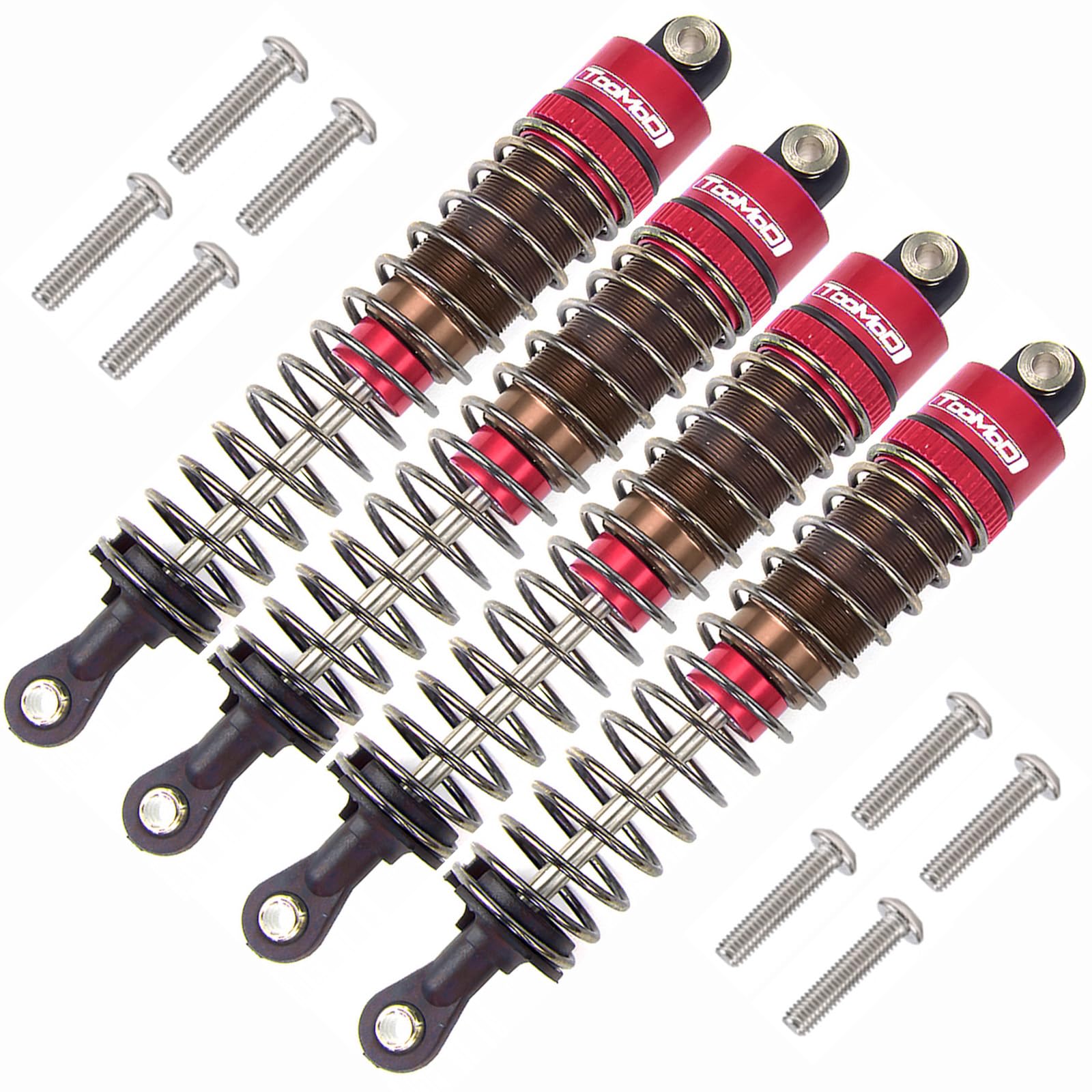 1/10 80mm RC Oil filled Shock Absorbers kit for Tamiya TRX4 Axial SCX10 D90 Truck Crawler Car Off-Road Car Upgrades Replace Parts (Red)
