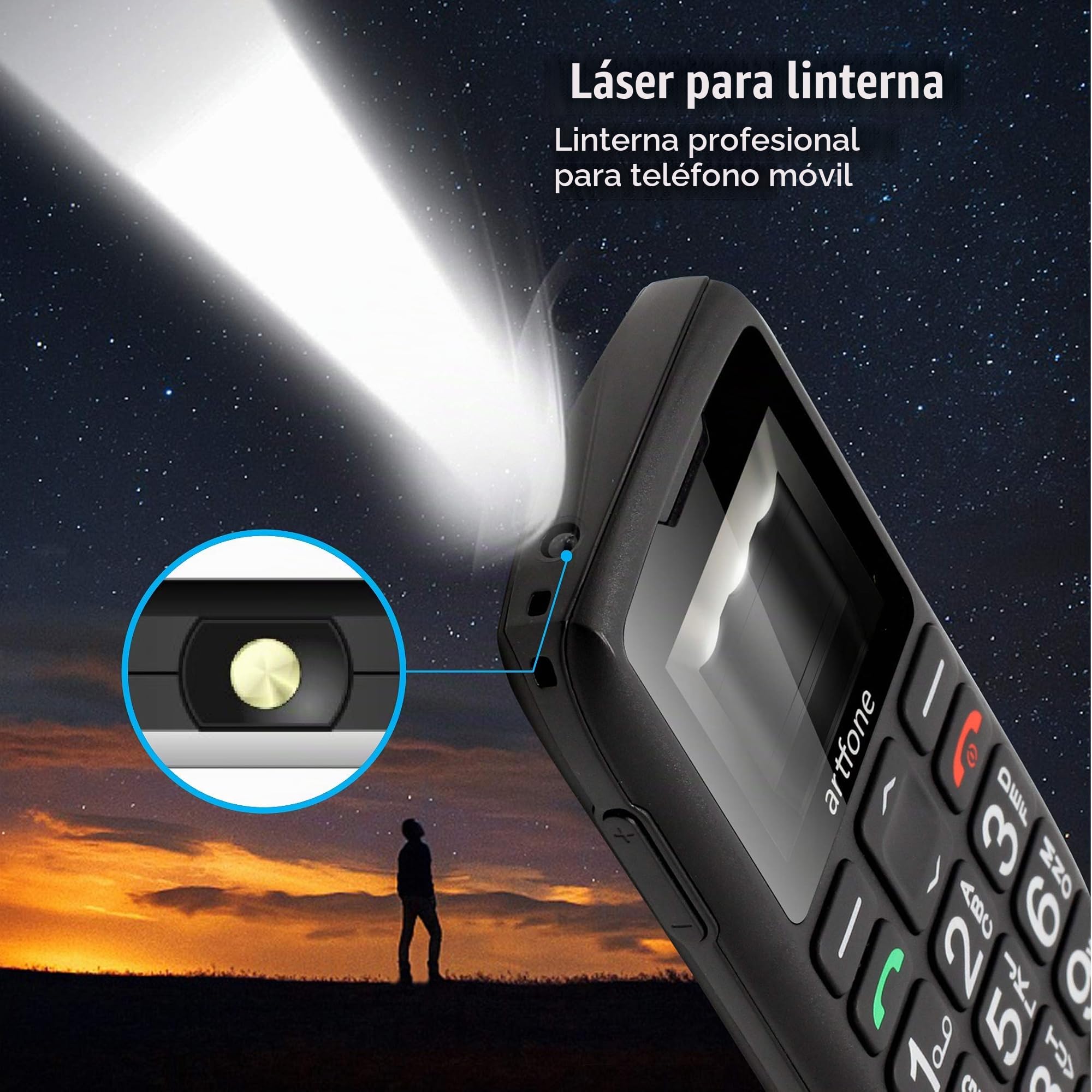 artfone C1+ Teléfonos Móviles para Mayores Mayores con SOS botón,Fácil de Usar Celular para Ancianos con Base Cargadora, Hermoso Paquete,Batería de 1400 mAh-(Negro)