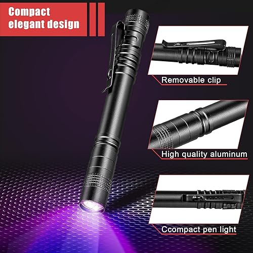 Miniatura 3 de Honoson 6 linternas de luz negra UV, pequeñas linternas de luz negra para fugas, orina de mascotas, inspección de hoteles, detector de manchas secas