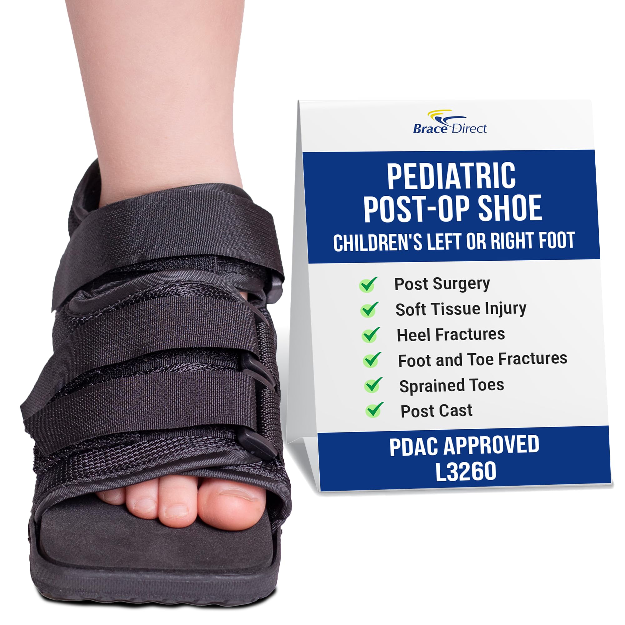 Pediatric Children’s Square Toe Post Op Shoe For Kids and Youth- HCPCS L3260- For Broken or Fractured Foot or Toe, Post Surgical, Soft Tissue Injury- Left or Right Foot
