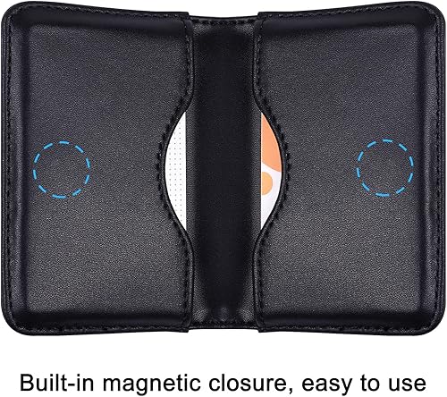 Miniatura 3 de Wisdompro Portatarjetas de visita, 2 caras, de piel sintética, con cierre magnético, para hombres y mujeres, ultra delgado y fino