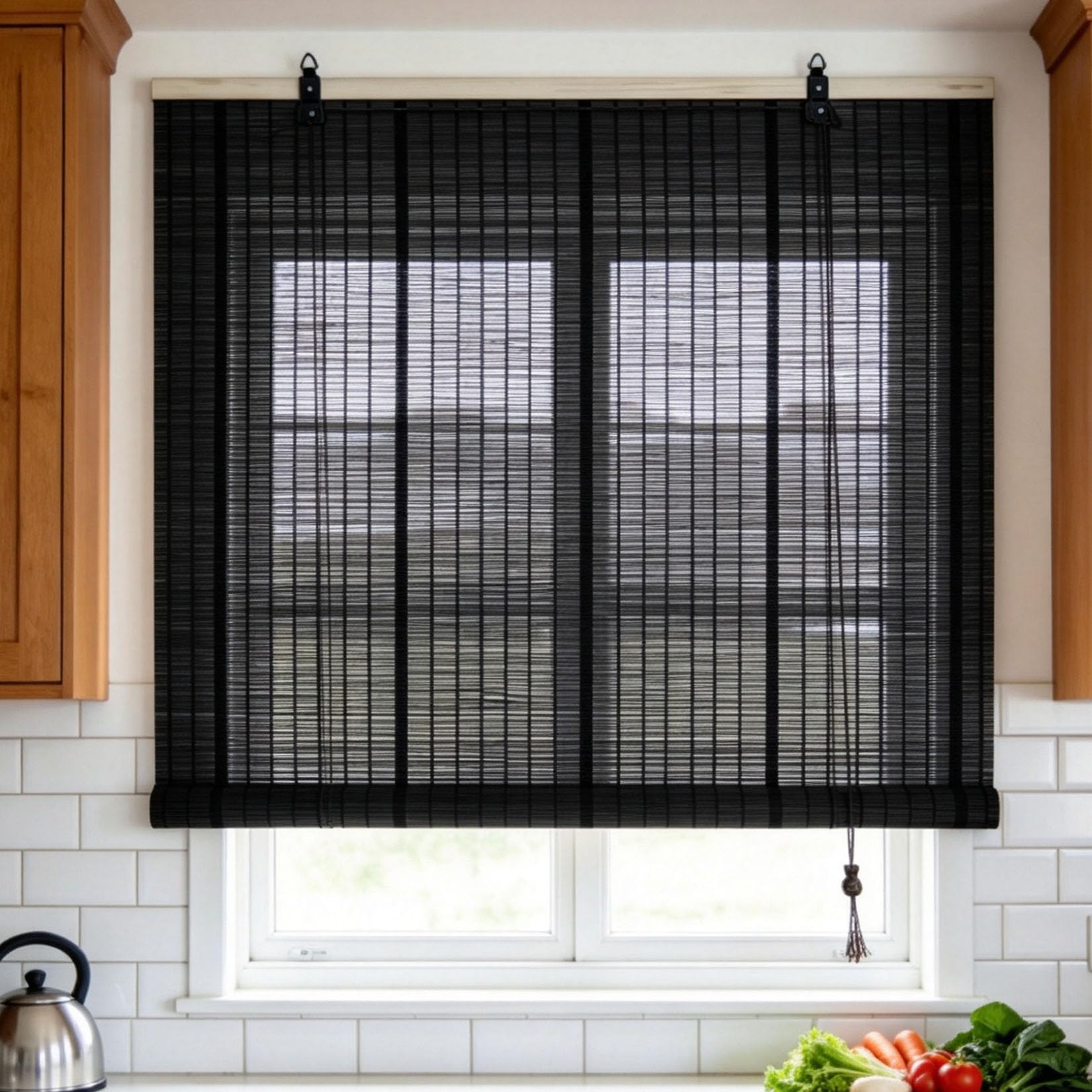 120X180cm Natural Bamboo Roller Blinds,Blackout Retro Bamboo Blinds,Roman Sun Shade Curtain,Anti-UV Dustproof Decorative Curtain,With Pull Cords Handwoven for Indoor/Outdoor/Garden,Customizable