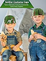 Vista 4 de Paquete de 48 cascos del ejército para niños, sombreros de camuflaje de plástico, gorras de disfraz de soldado para niños, accesorios de disfraces