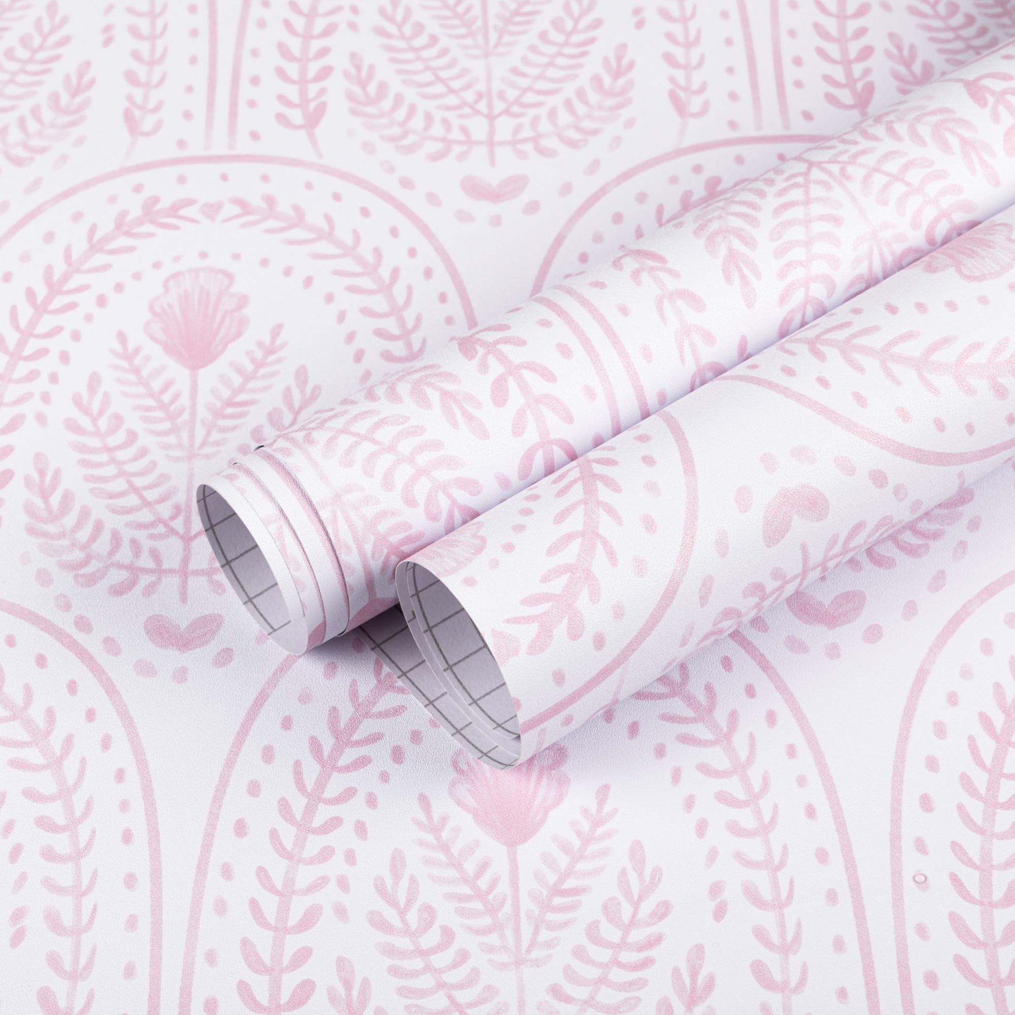 Papier peint rose et blanc rouleau 10m adhésif mural lavable