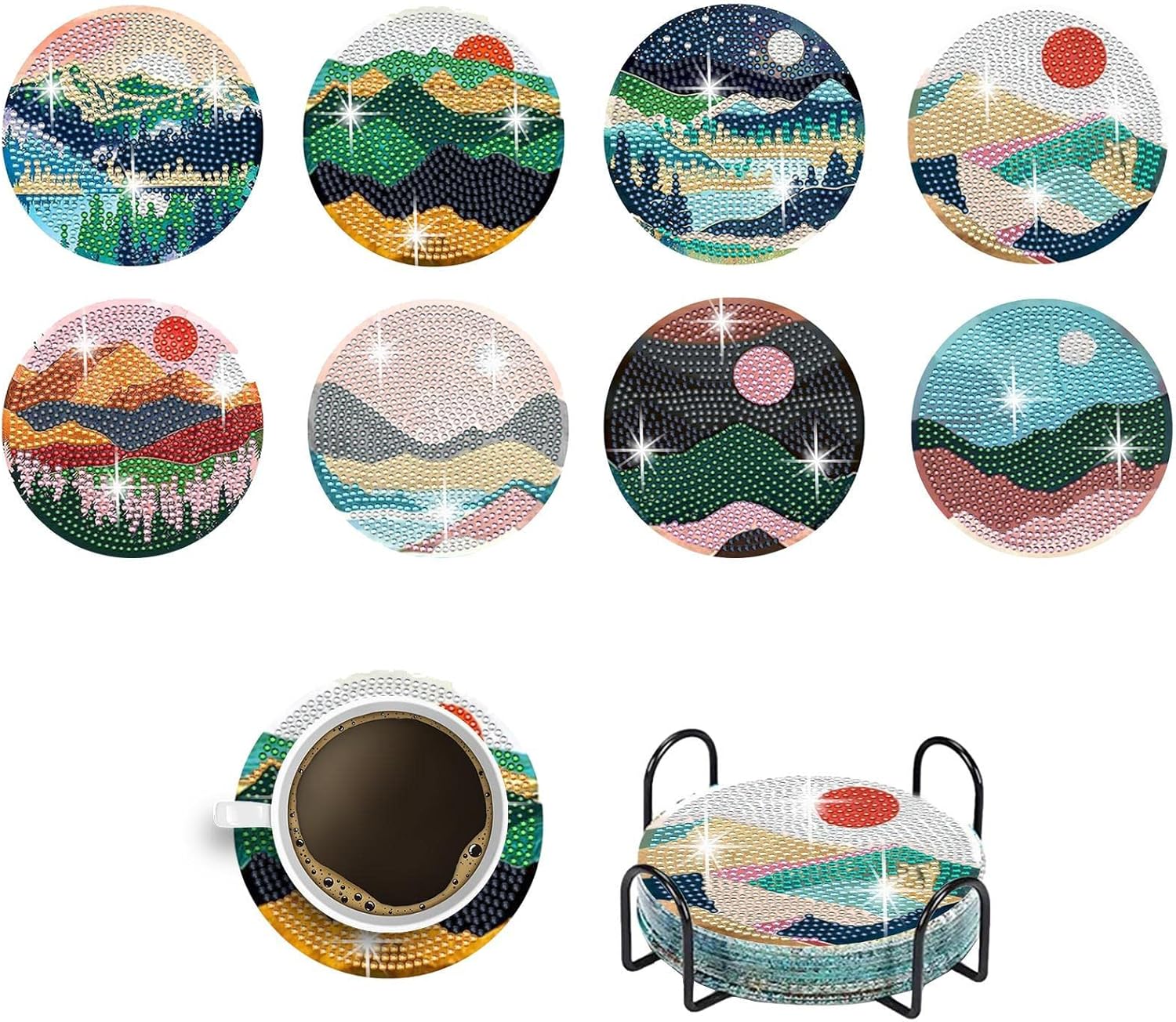 Diamond Art Coasters with Holder Natural Landscape DiamondPainting